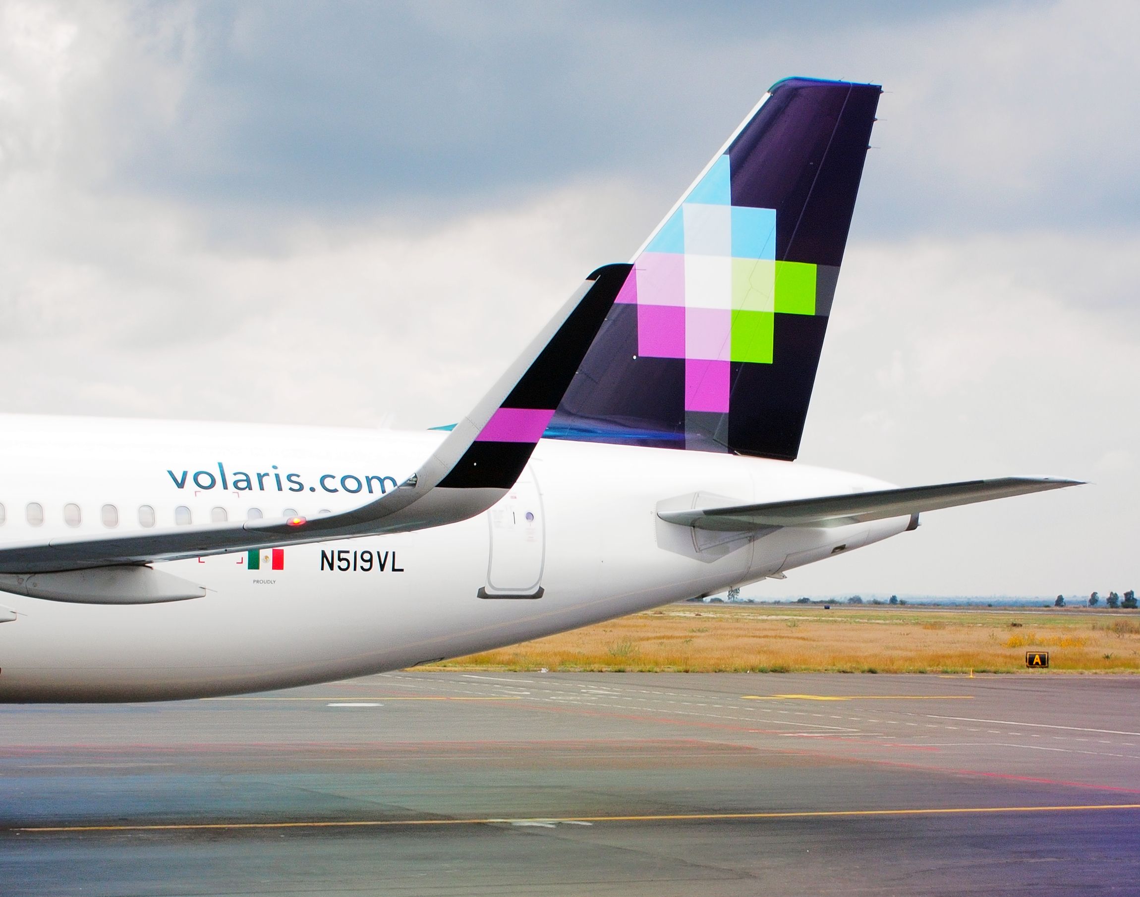 Volaris aircraft tail and sharklet. 
