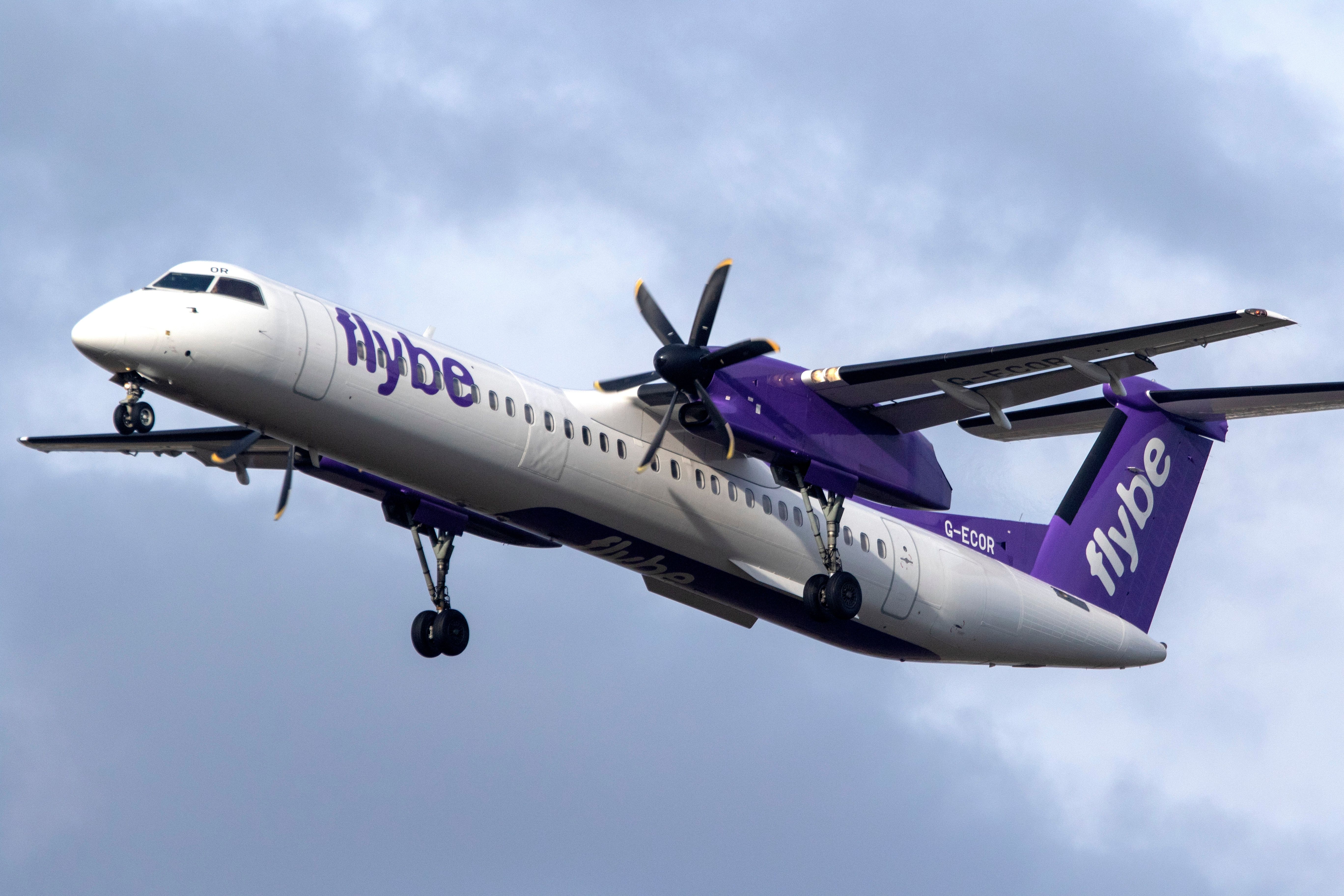 Flybe Bombardier DHC-8-400 (G-ECOR) landing at Amsterdam Schiphol Airport