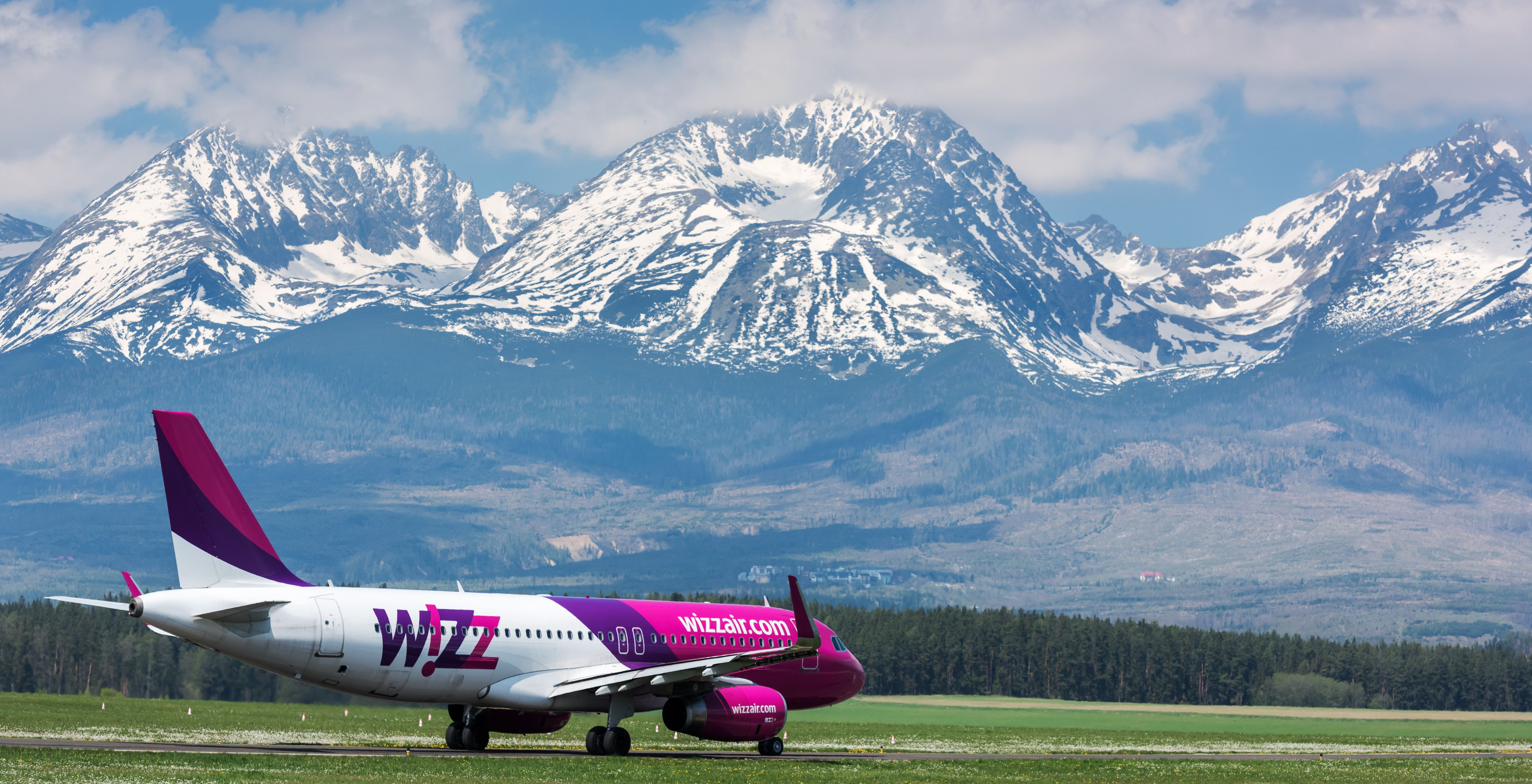 Wizz Air Airbus A320 ready to take off at Poprad International Airport.