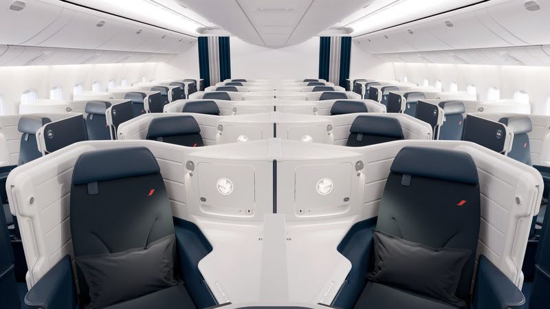 Inside Air France's new Boeing 777-300ER business class cabin.