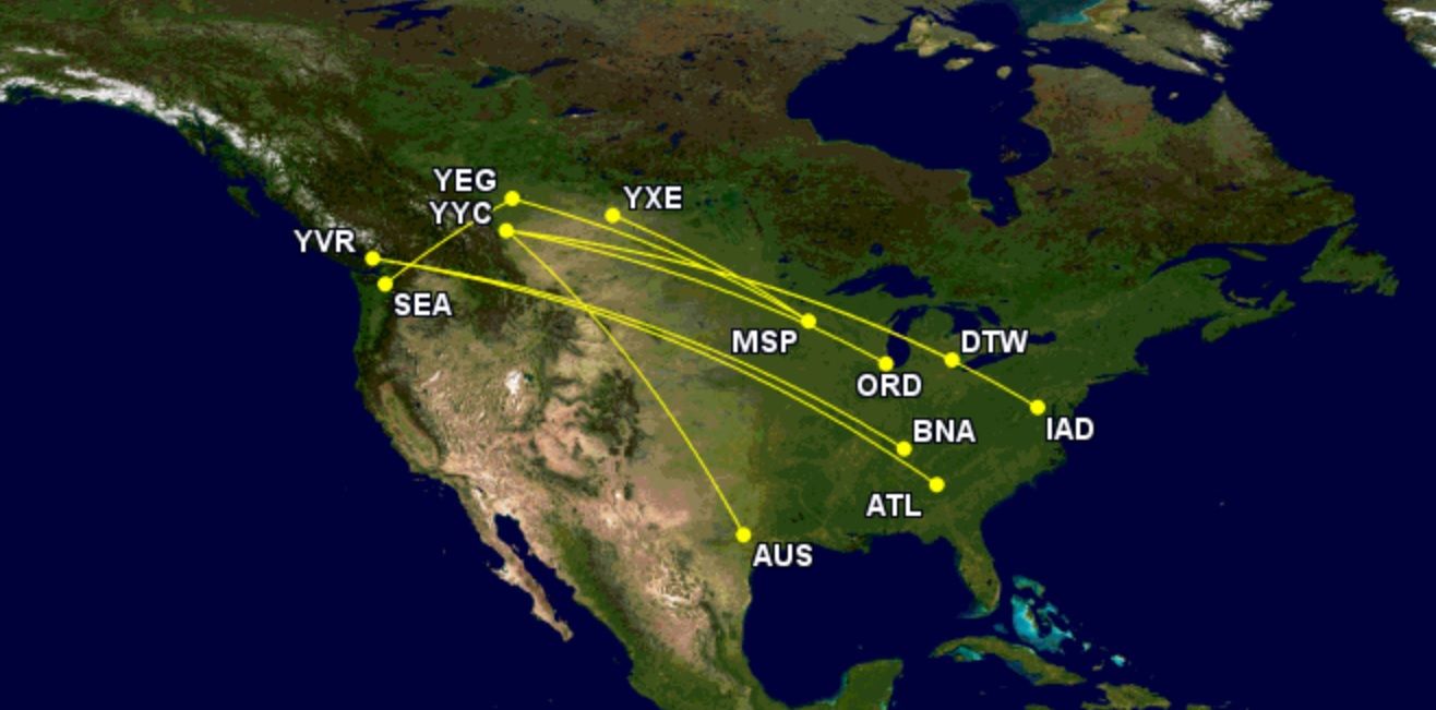 WestJet's 9 additional US routes