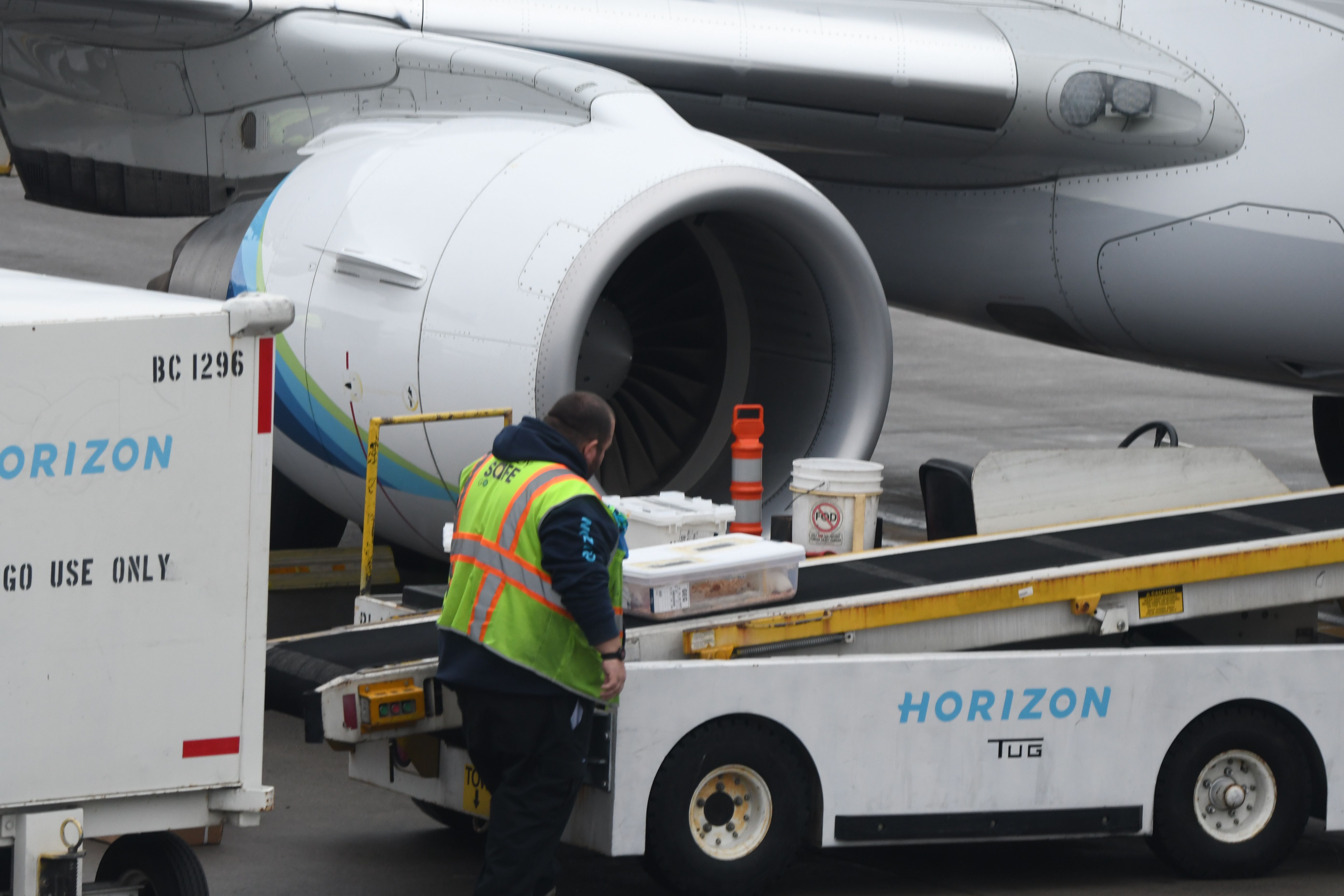 Pets Being Unloaded From ERJ-175LR of Horizon Air at GEG