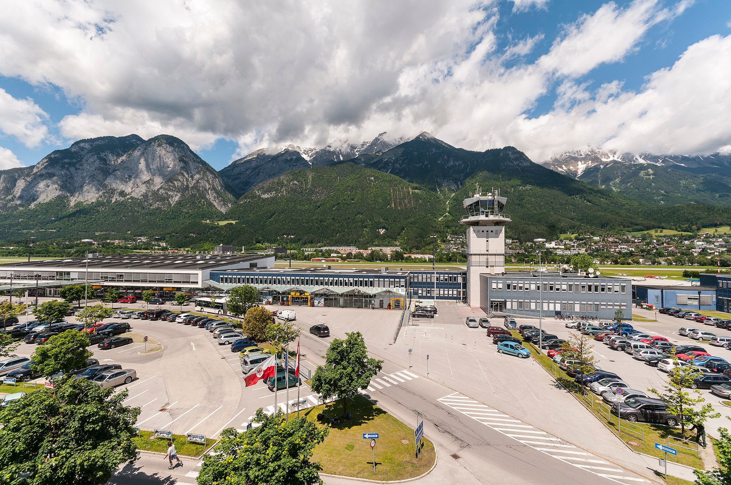 Panorama view of Innsbruck Airport.