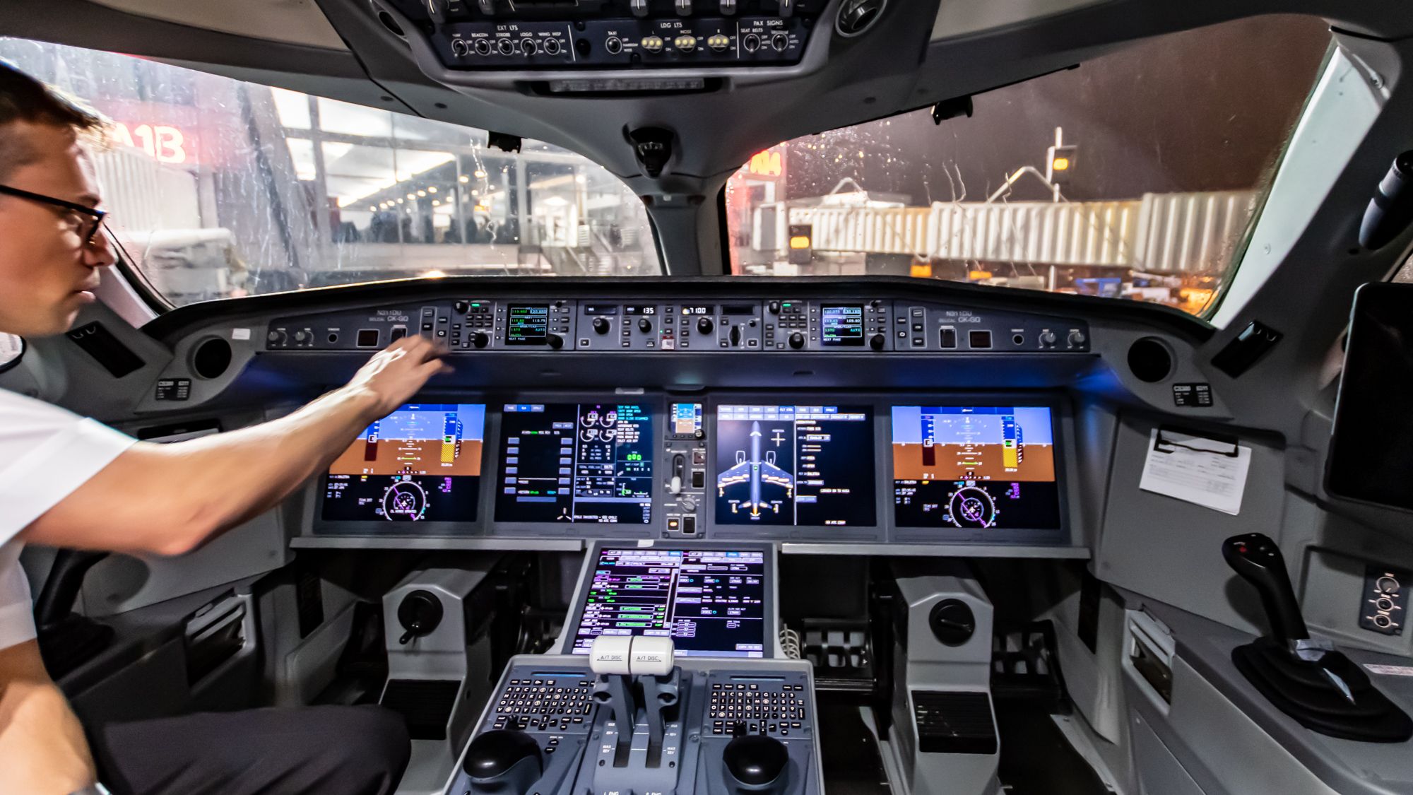 Delta Air Lines pilot in Airbus A220 flight deck