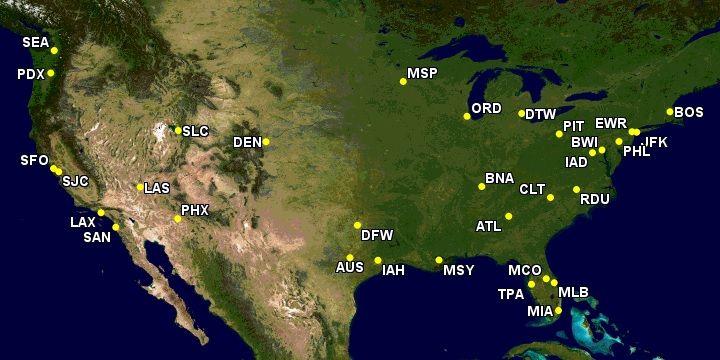 32 US airports with UK flights in 2022