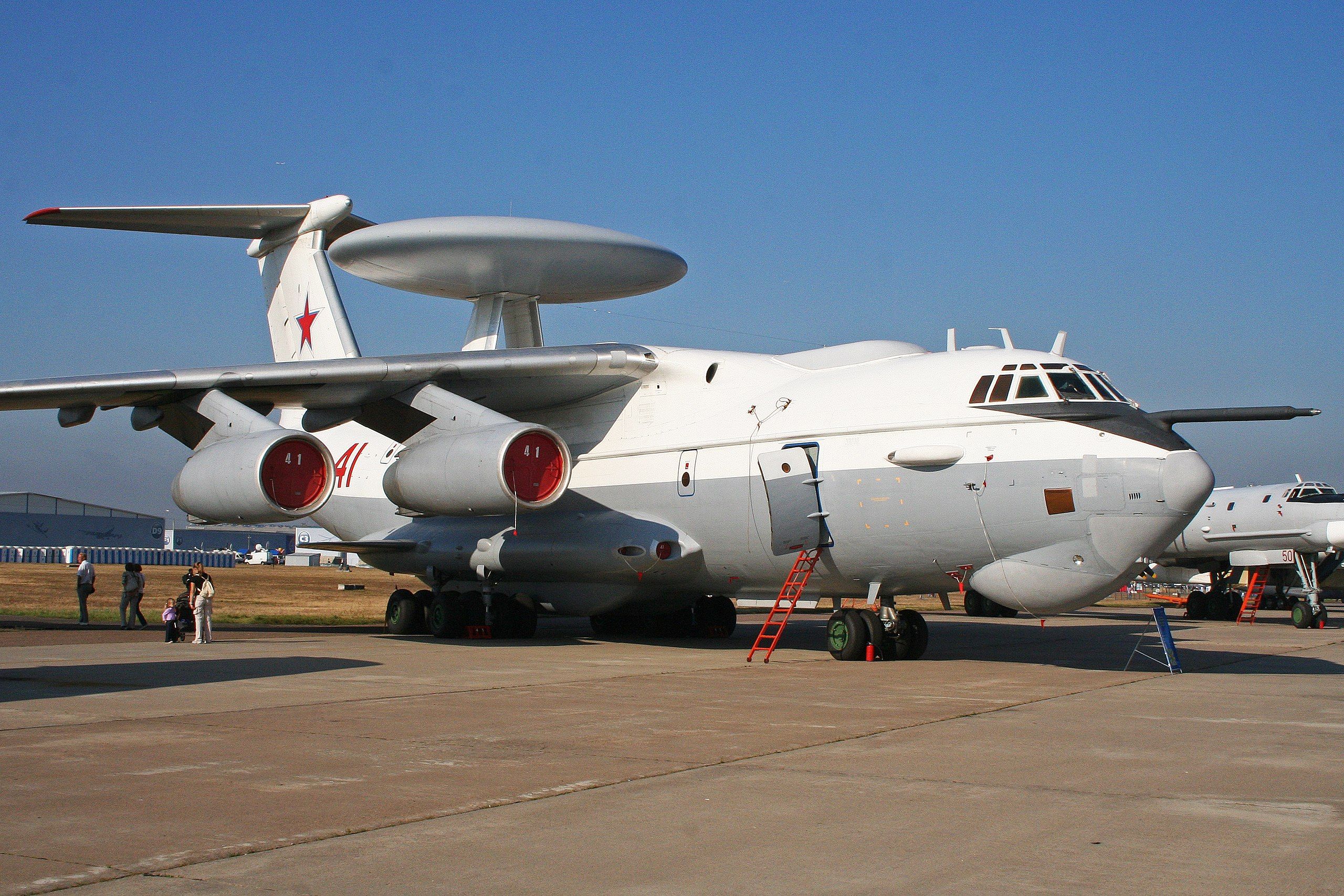 A Beriev A-50 aircraft parked at an airfield.