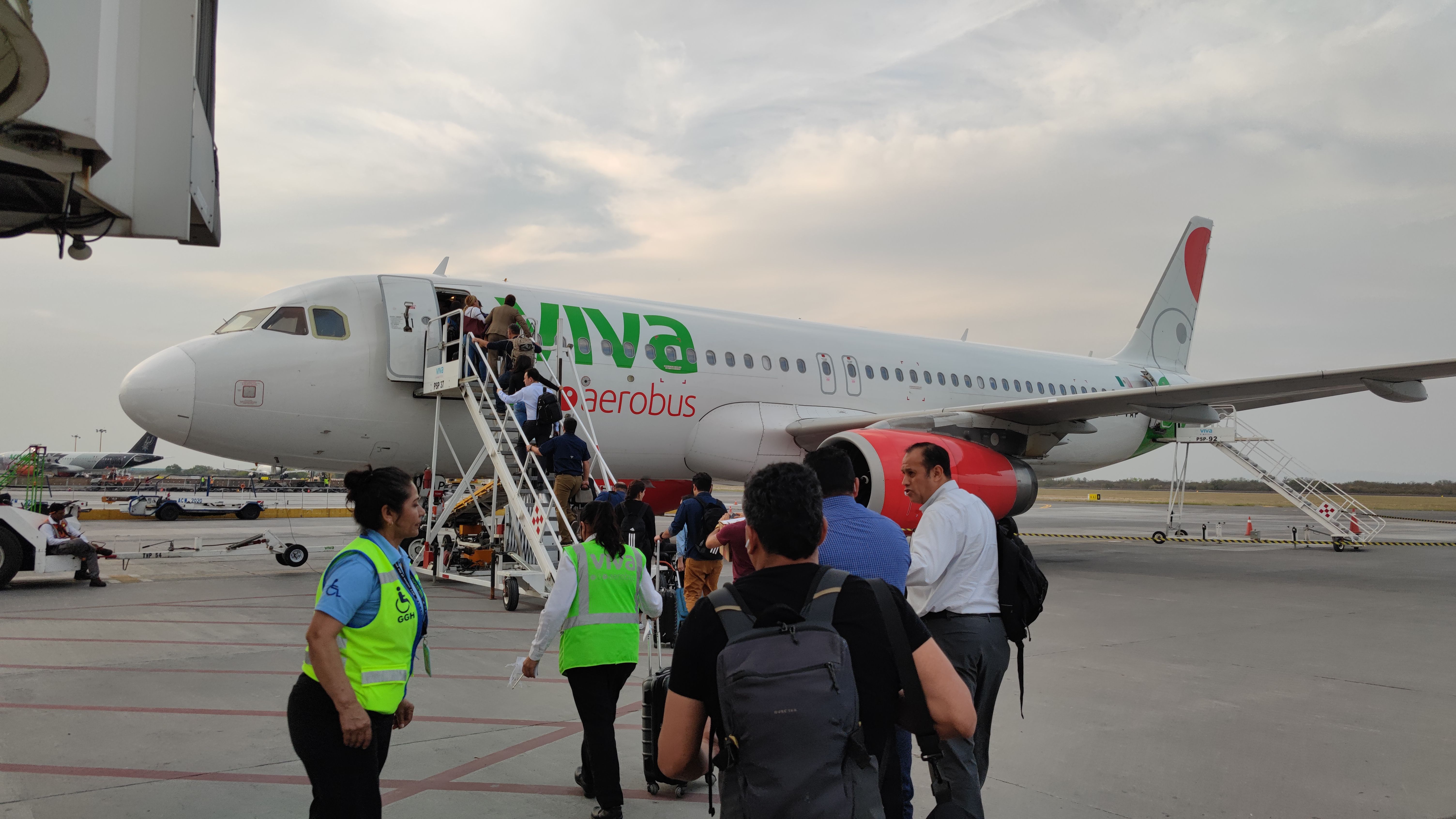 A Viva Aerobus aircraft parked in Monterrey International Airport