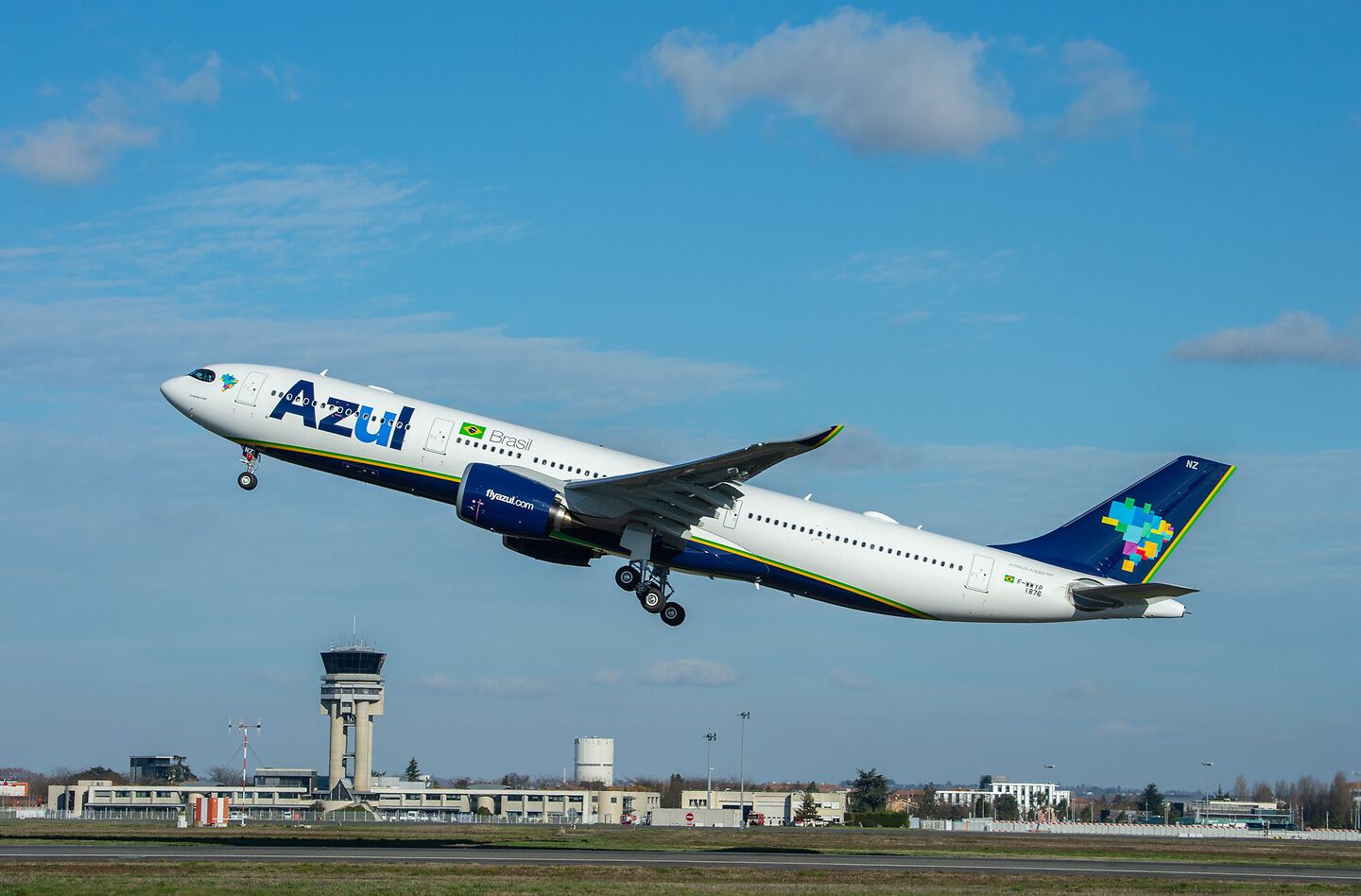 An Azul A330-900 taking off