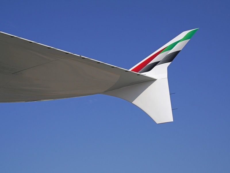 An Emirates A380 Inside Wingtip
