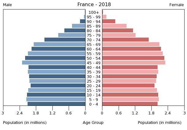 France population pyramid (2018)