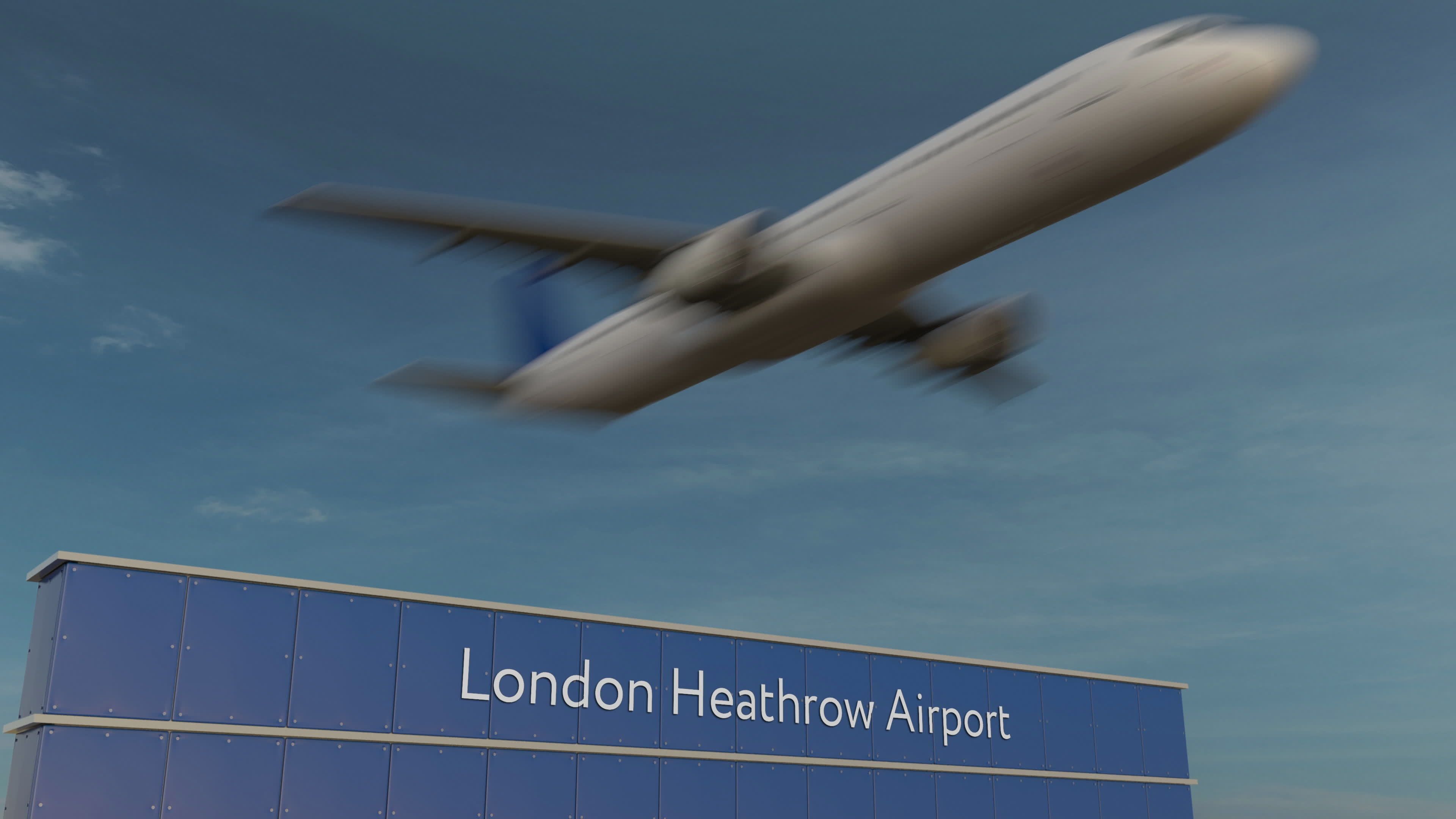 Heathrow airport sign and plane