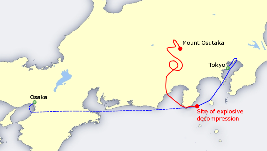 Japan Airlines 123 Estimated flight path
