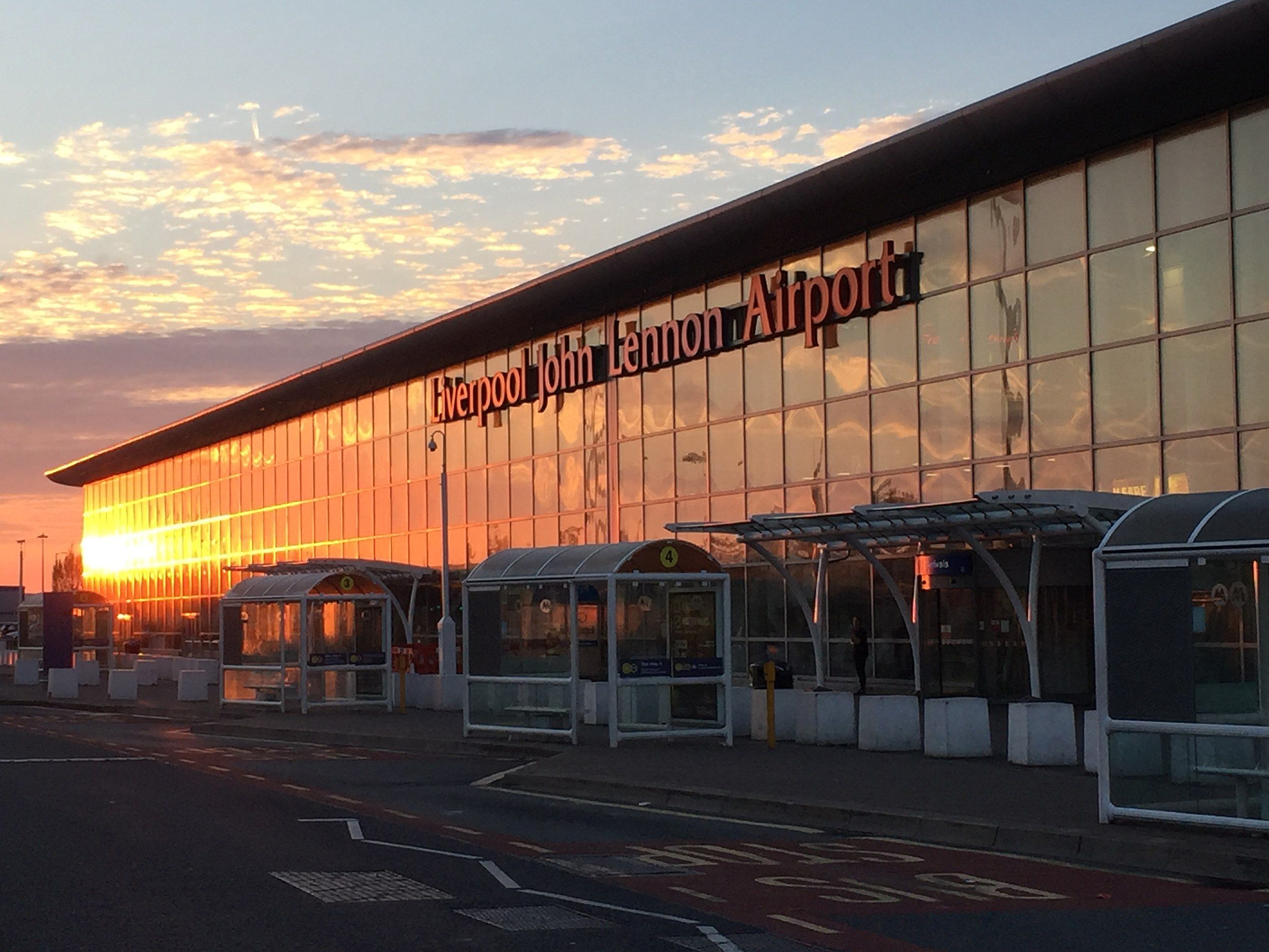 Liverpool Airport Terminal Building At Sunset