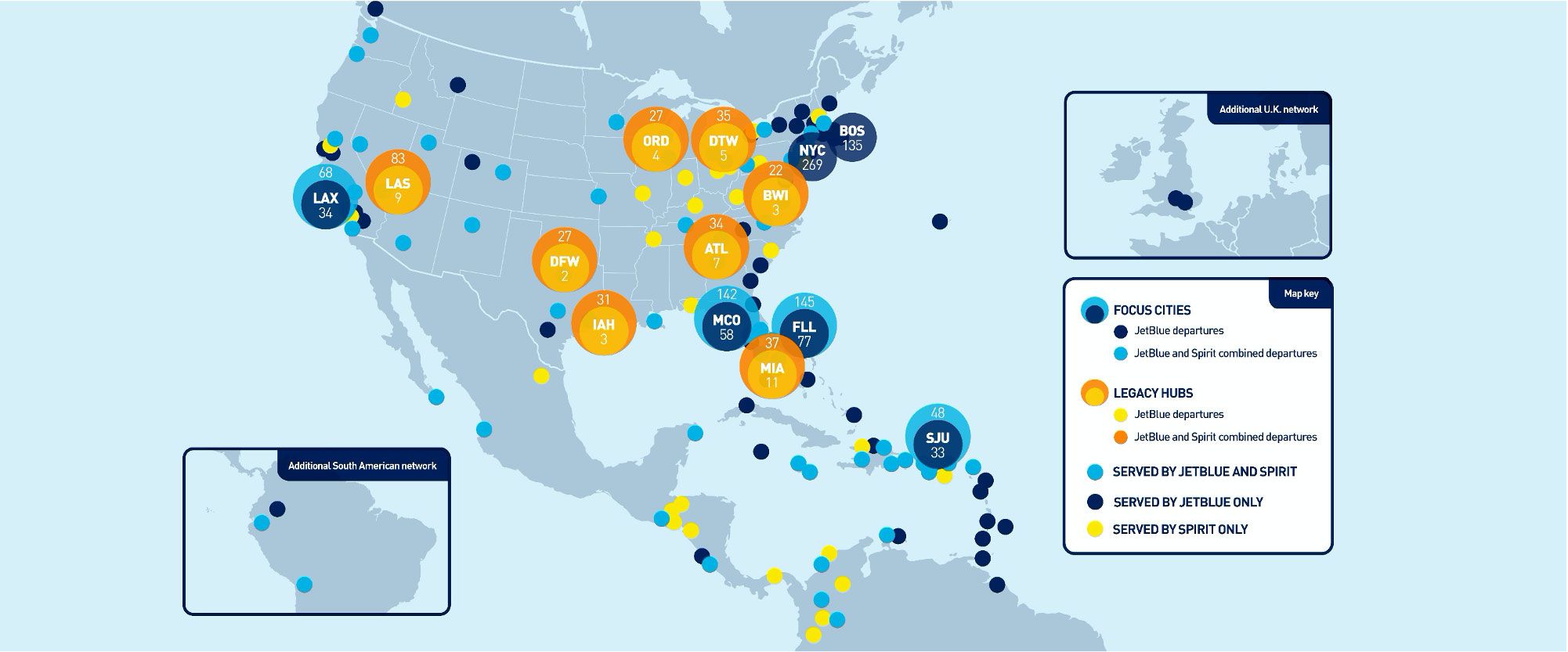 Spirit JetBlue focus map