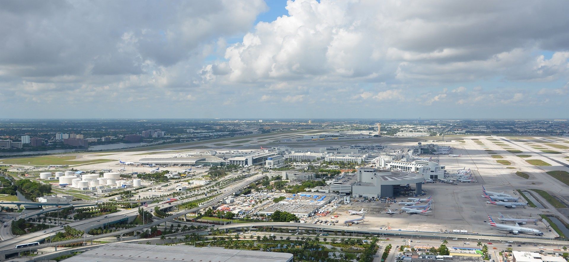 An aerial view of Miami International Airport