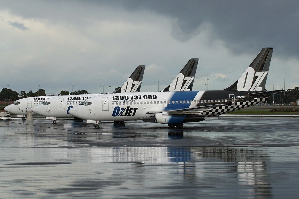 Three OzJe Boeing 737-200s parked.