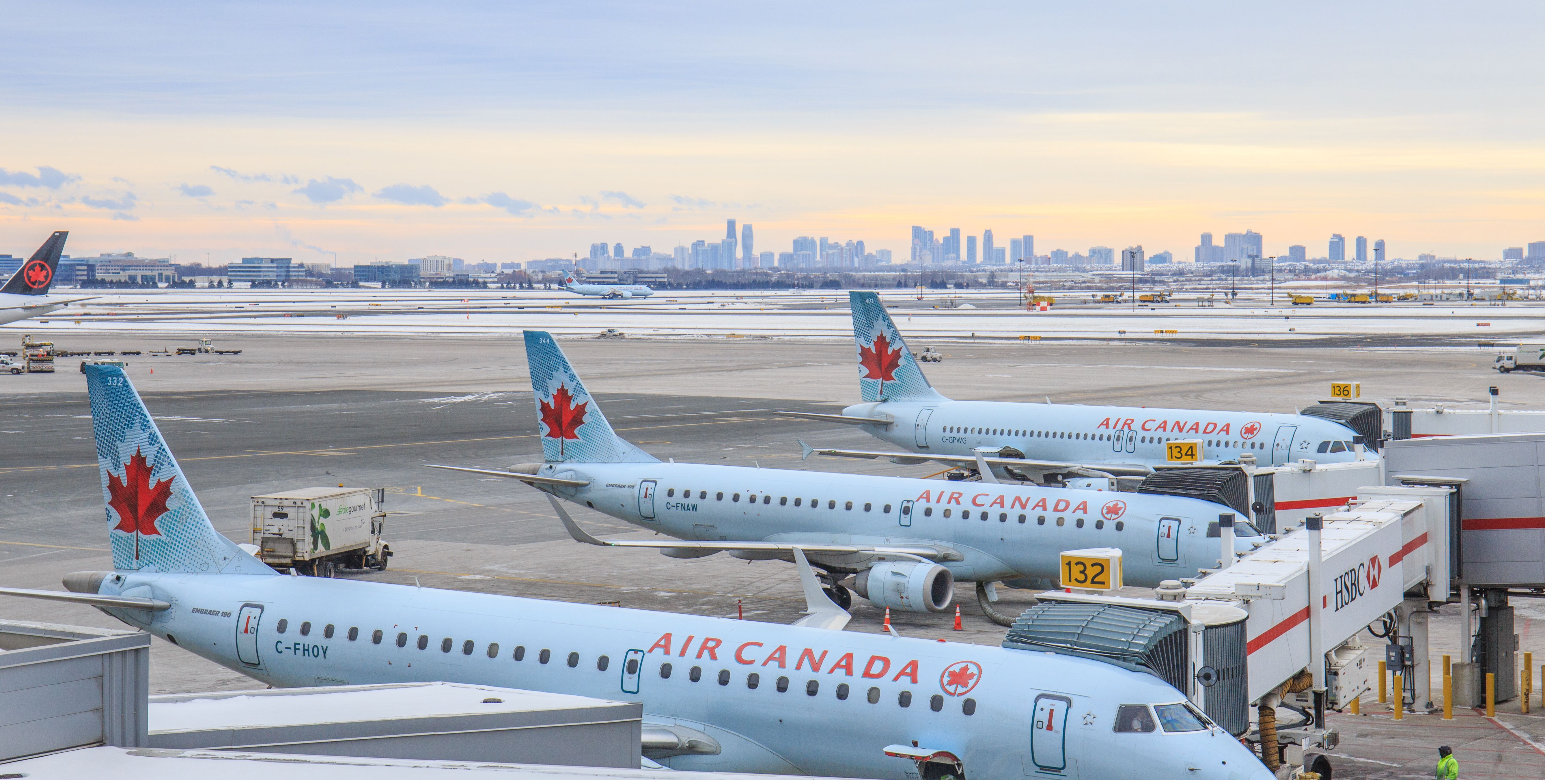 Air Canada Embraer E190 regional jets at Toronto Pearson International Airport