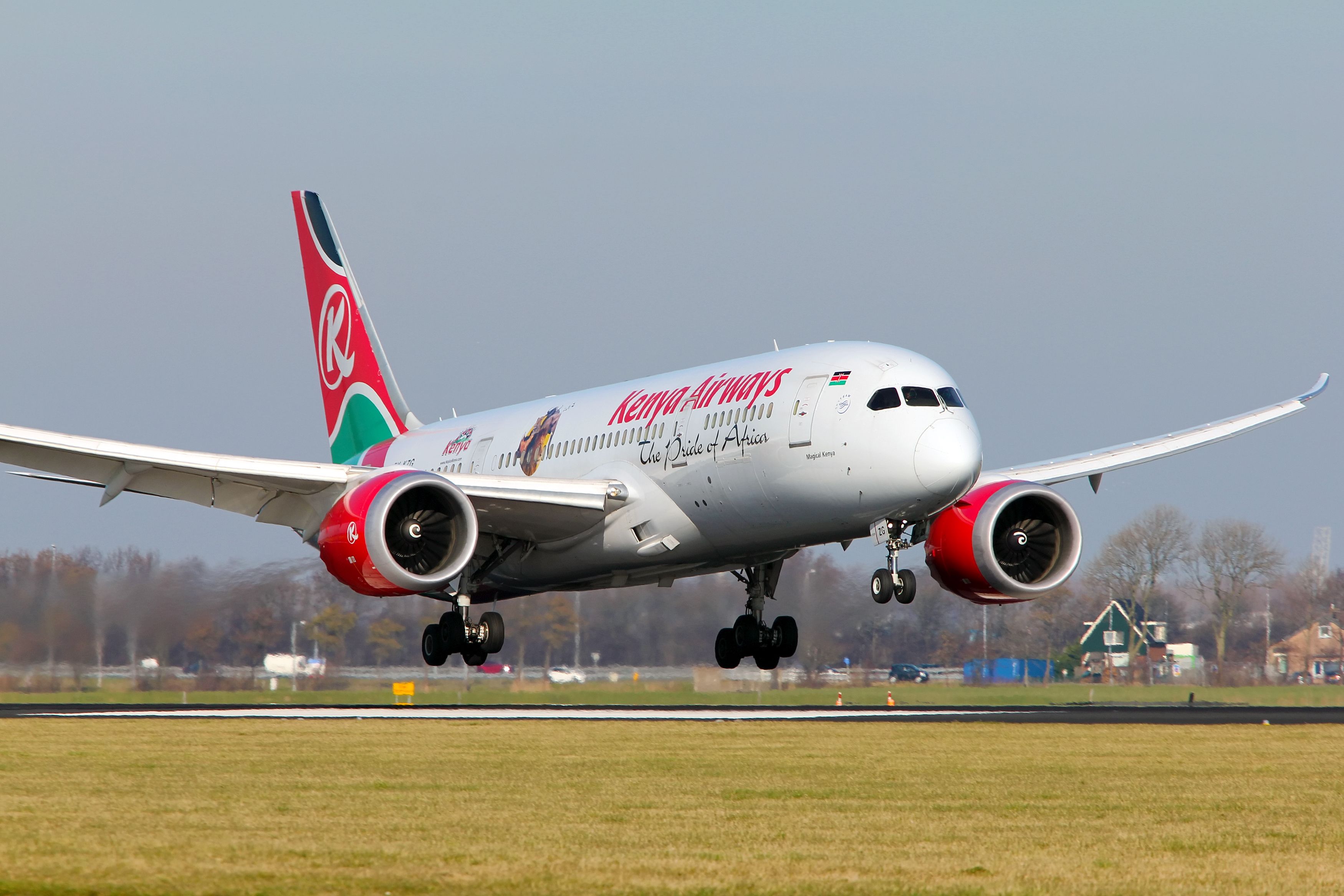 Kenya Airways aircraft taking off.