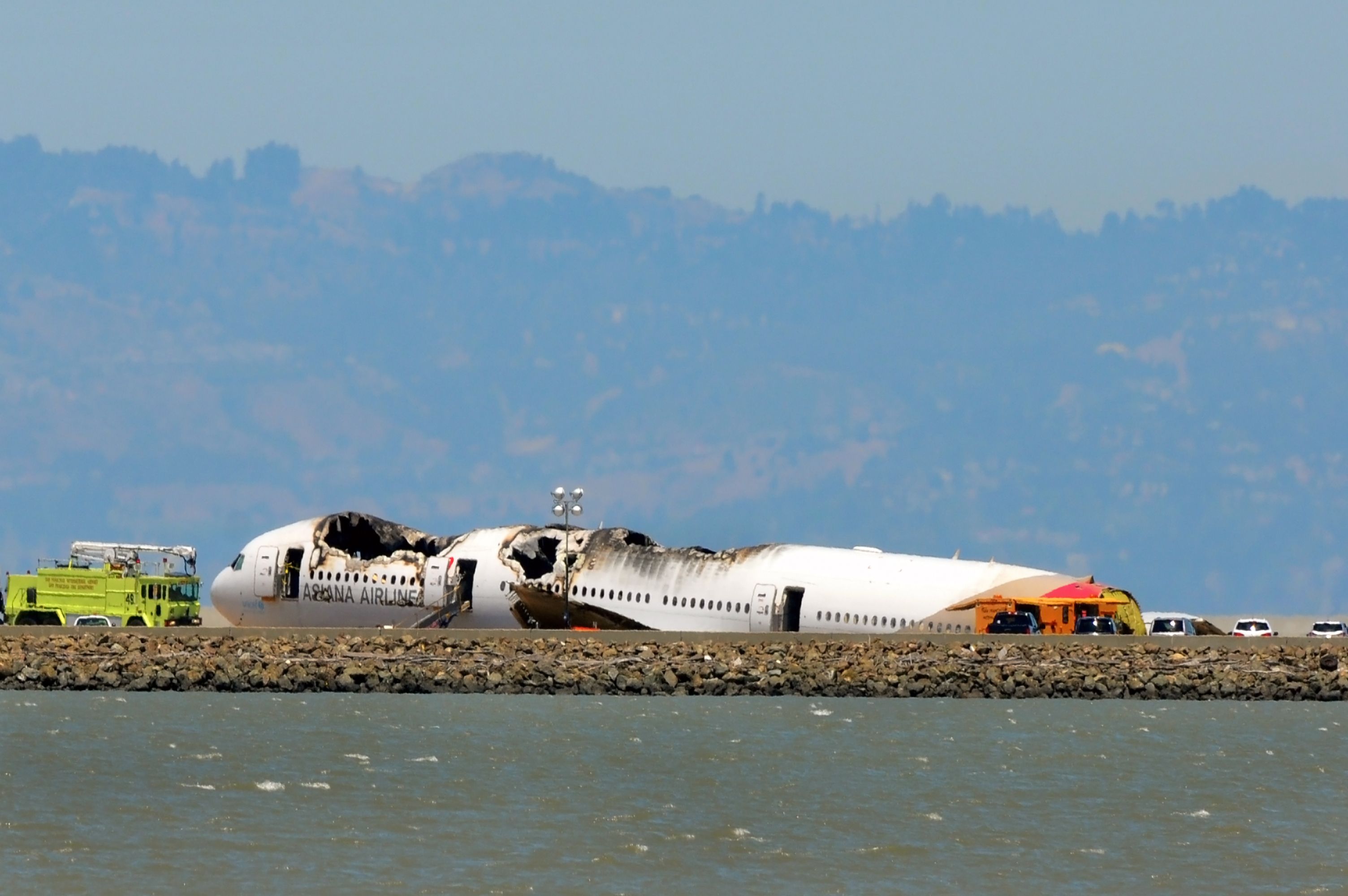 Wreckage of Asiana Airlines Flight 214 at SFO.