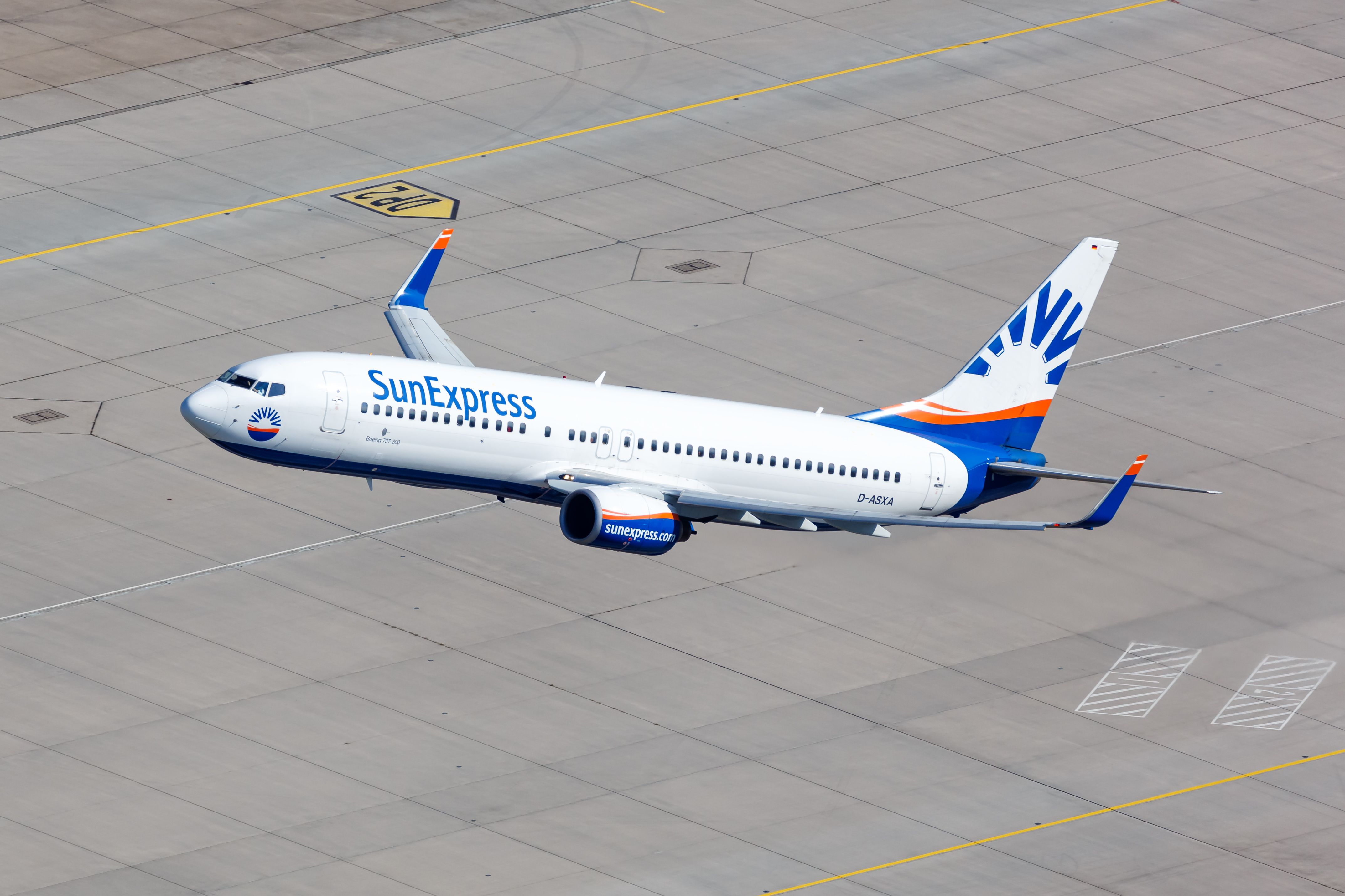 SunExpress Boeing 737 airplane at Stuttgart airport (STR) in Germany.