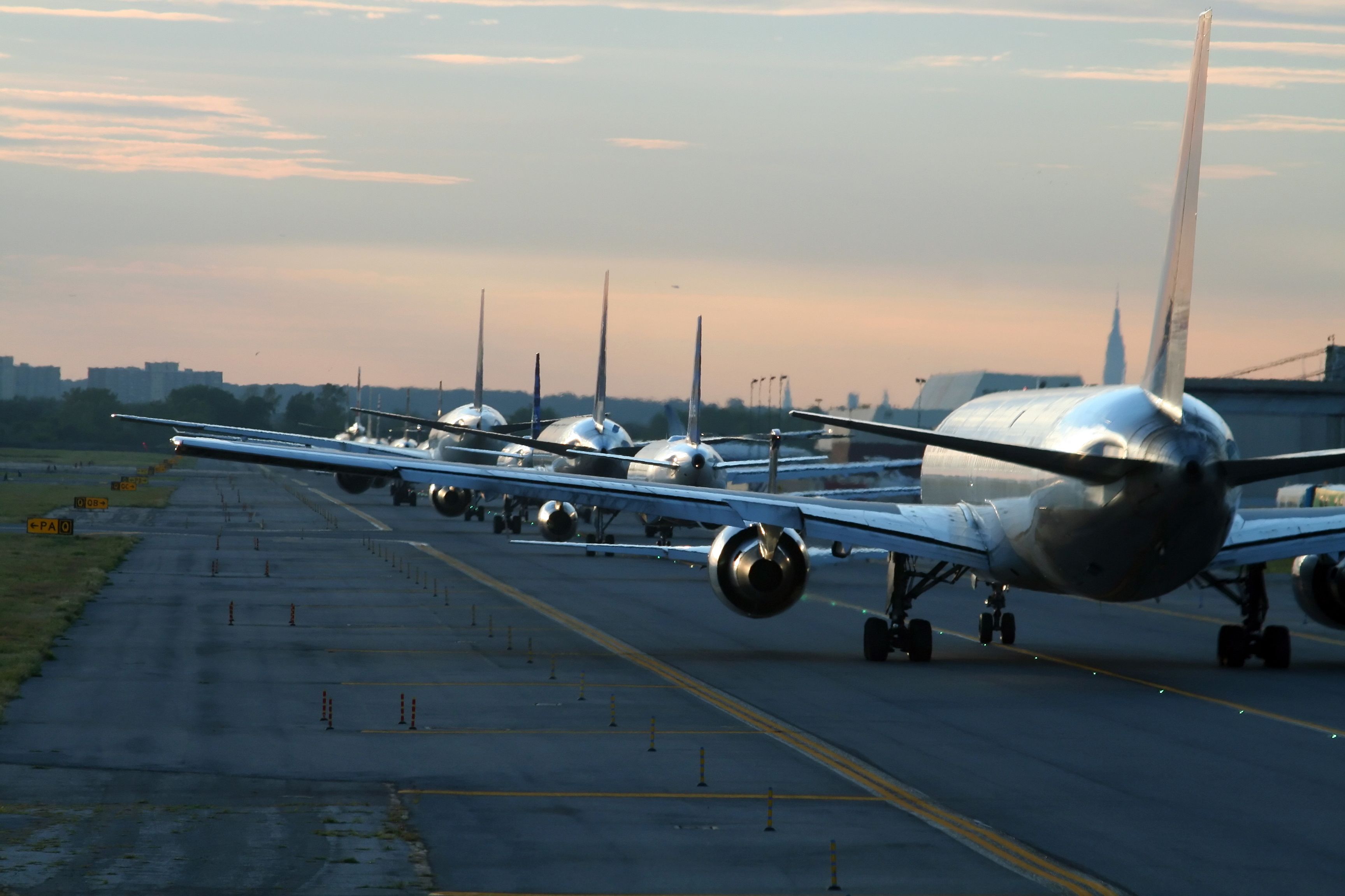 Aircraft lined up at New York JFK Airport