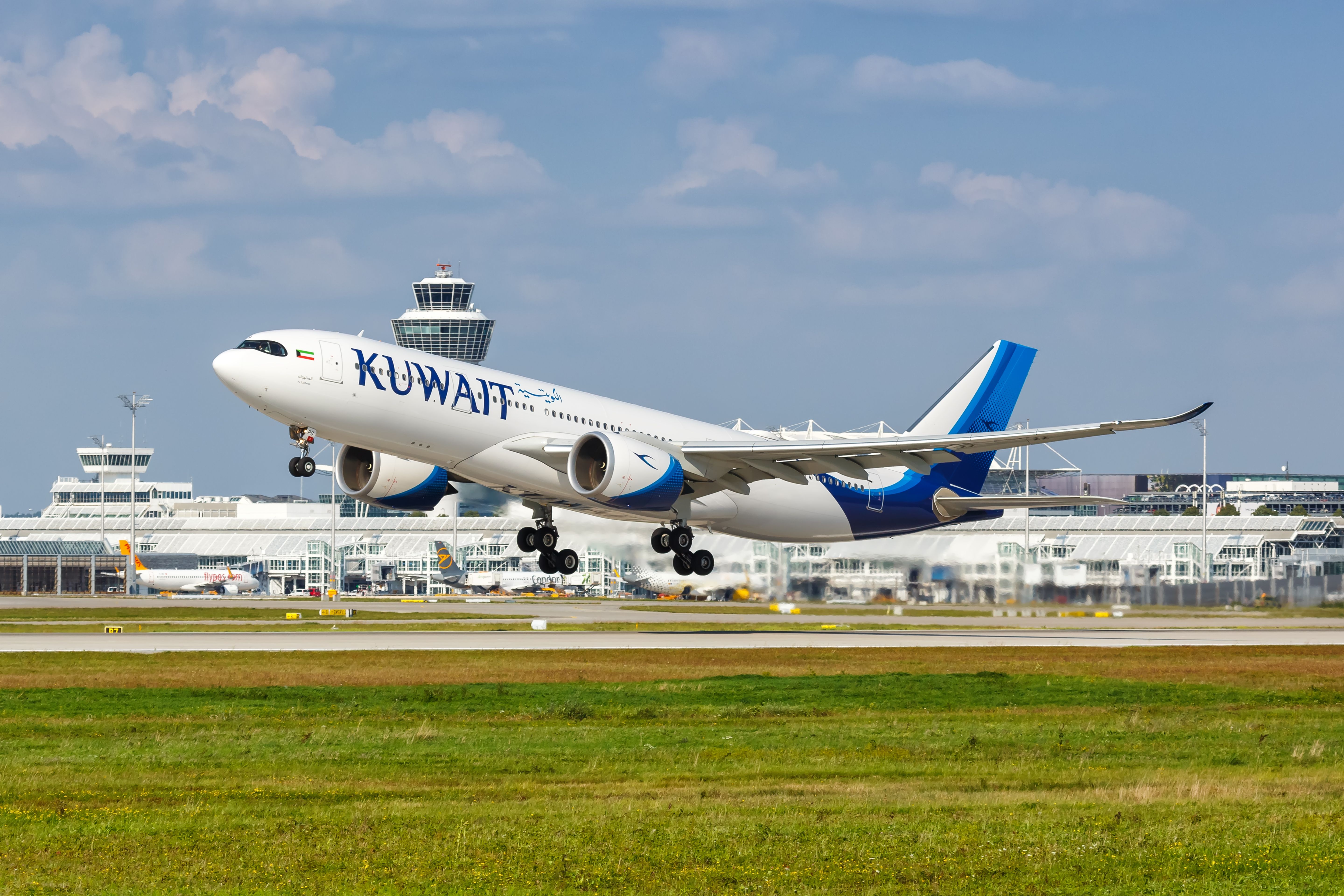 Kuwait Airways Airbus A330-800neo airplane at Munich airport (MUC)