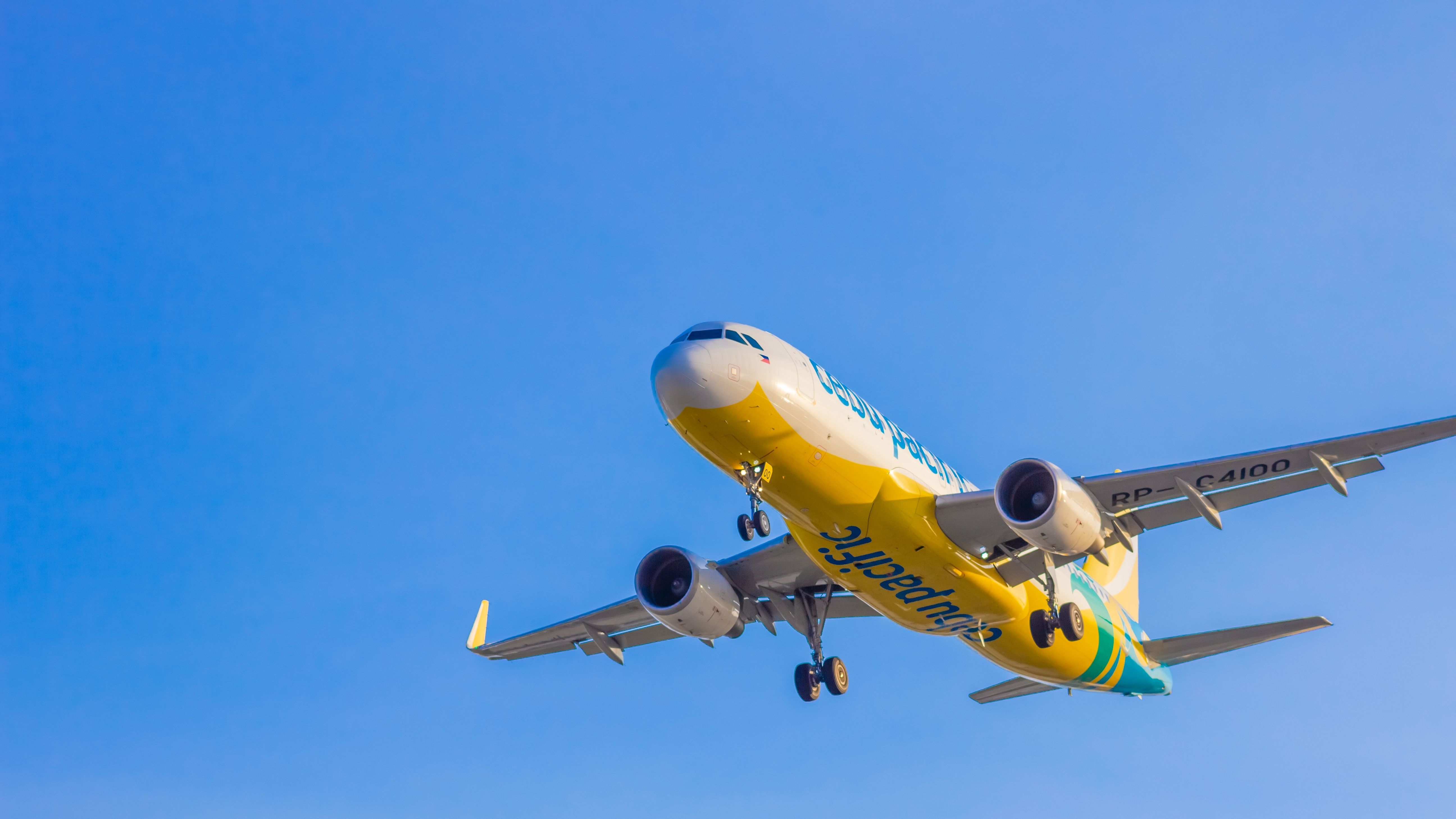 Cebu Pacific Airbus A320neo flying in the sky.