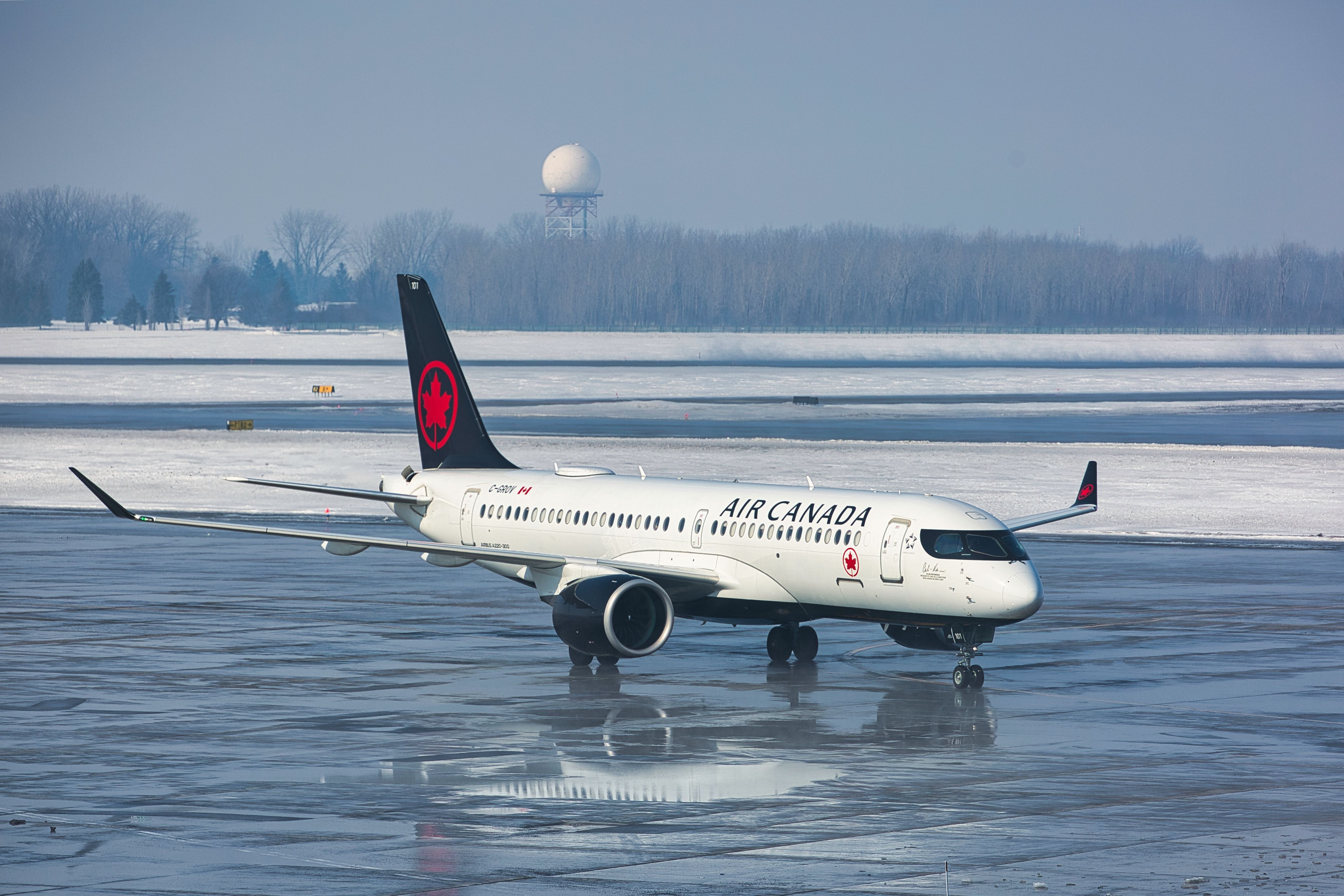 Air Canada jet taxiing at Montreal airport