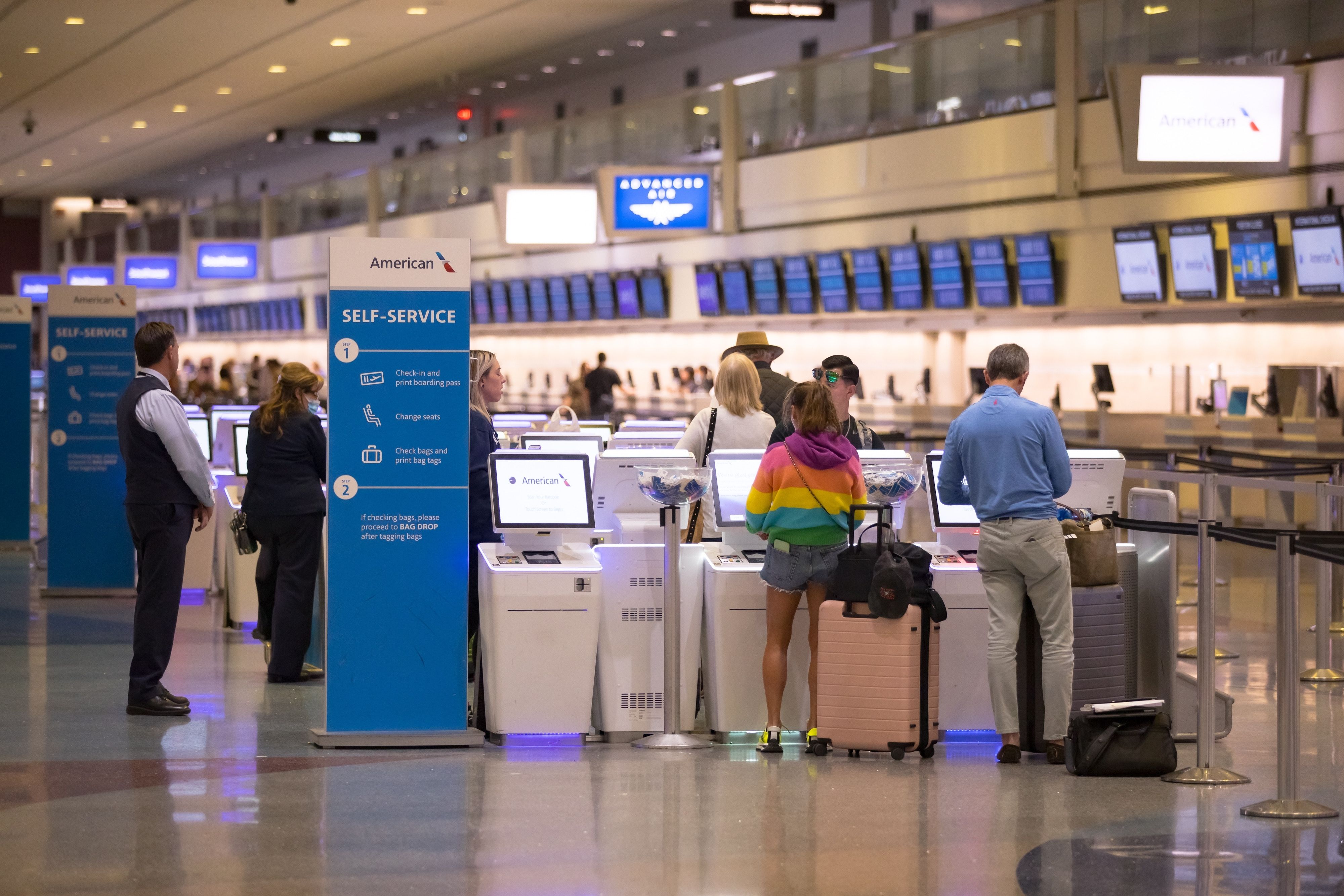 American Airlines' passengers checking in at Las Vegas Harry Reid Airport