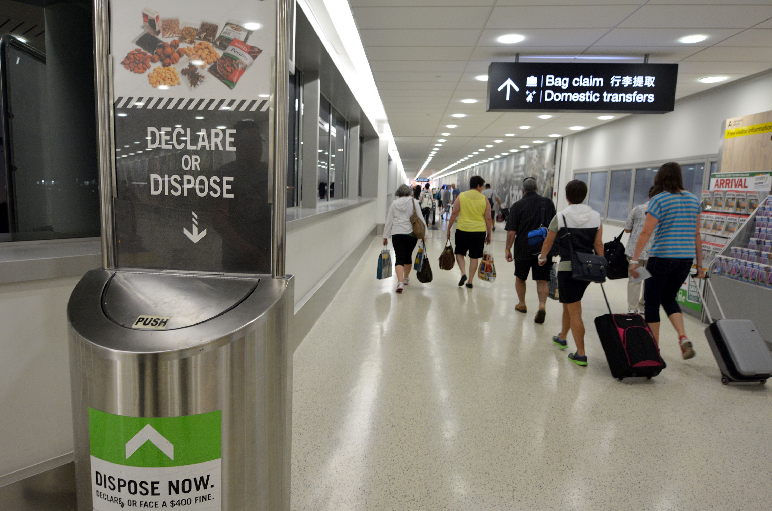 Biosecurity bin in Auckland AIrport, New Zealand