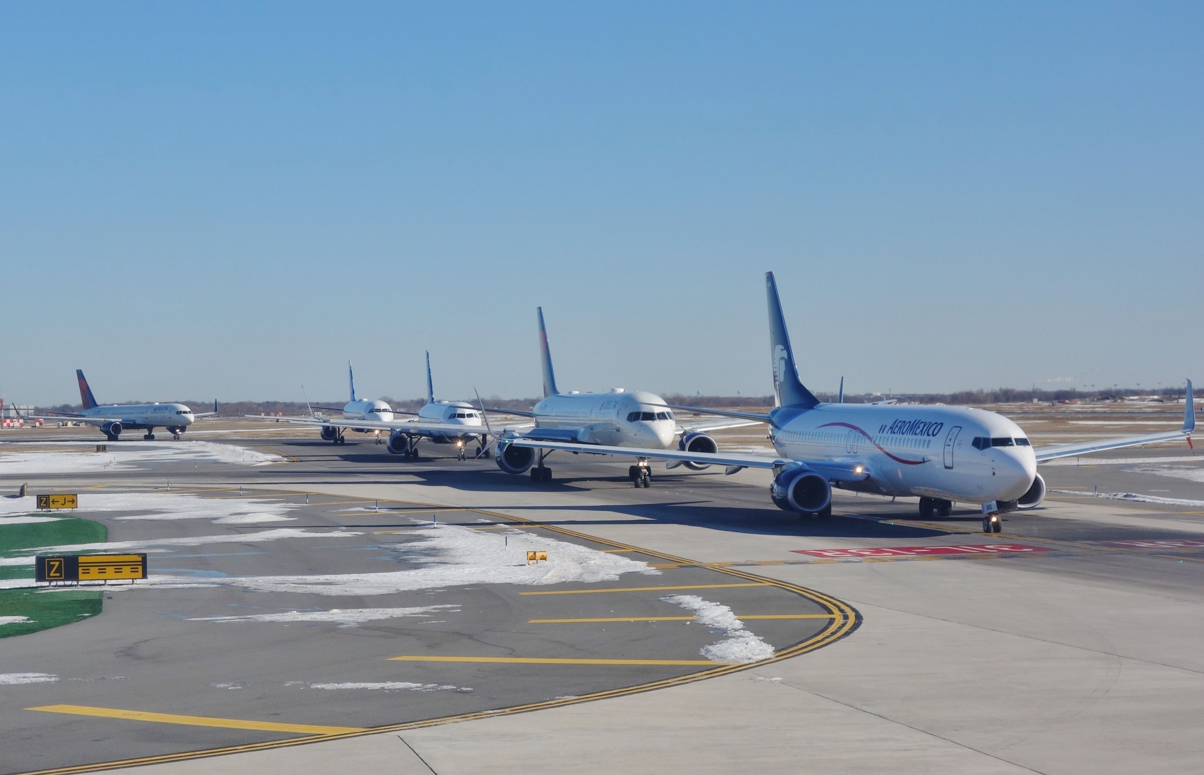 Aircraft Queue at New York JFK airport.