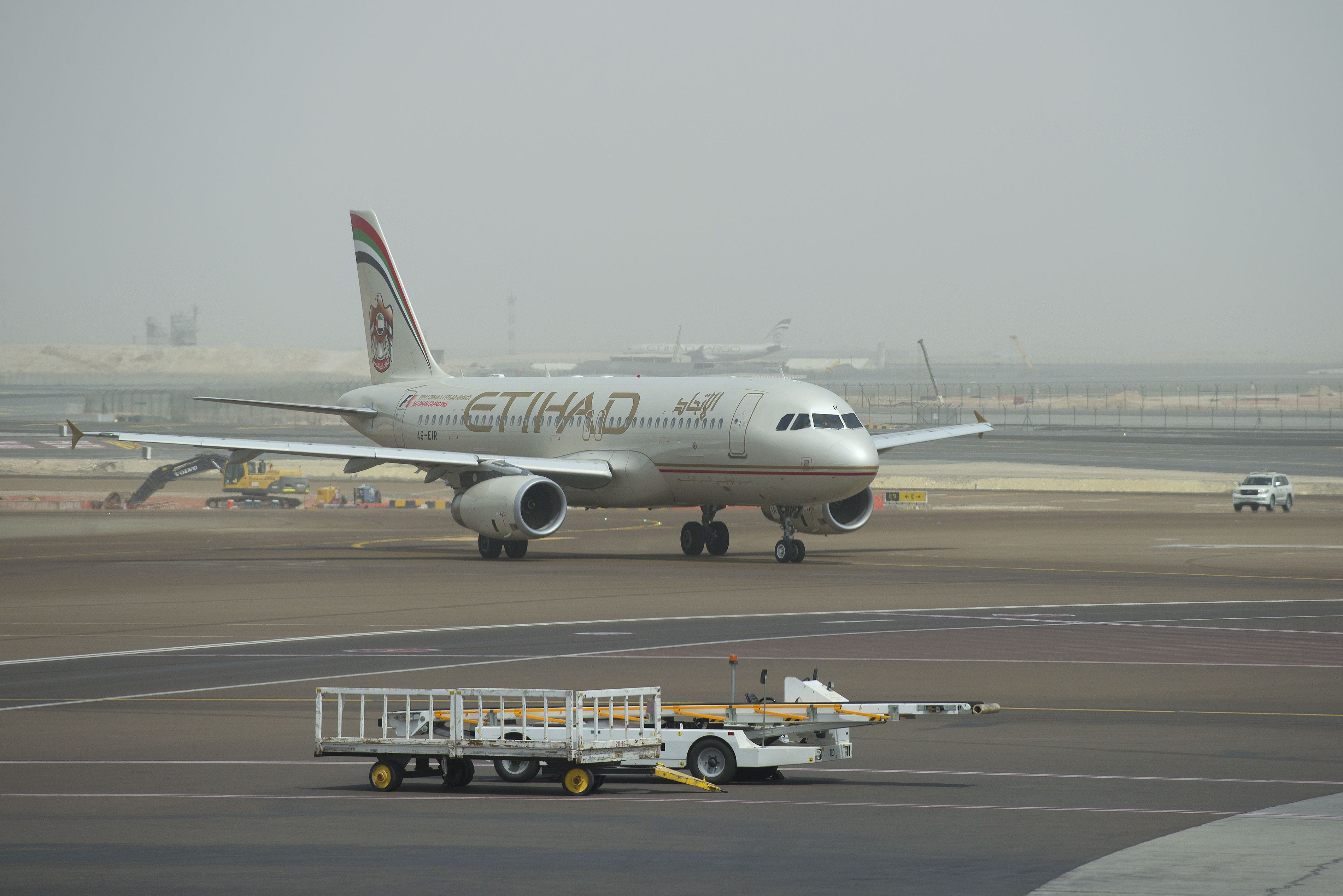 ABU DHABI, United Arab Emirates - March 10, 2015: Airbus A320-232 (A6-EIR) of Etihad Airways after landing at Abu Dhabi Airport