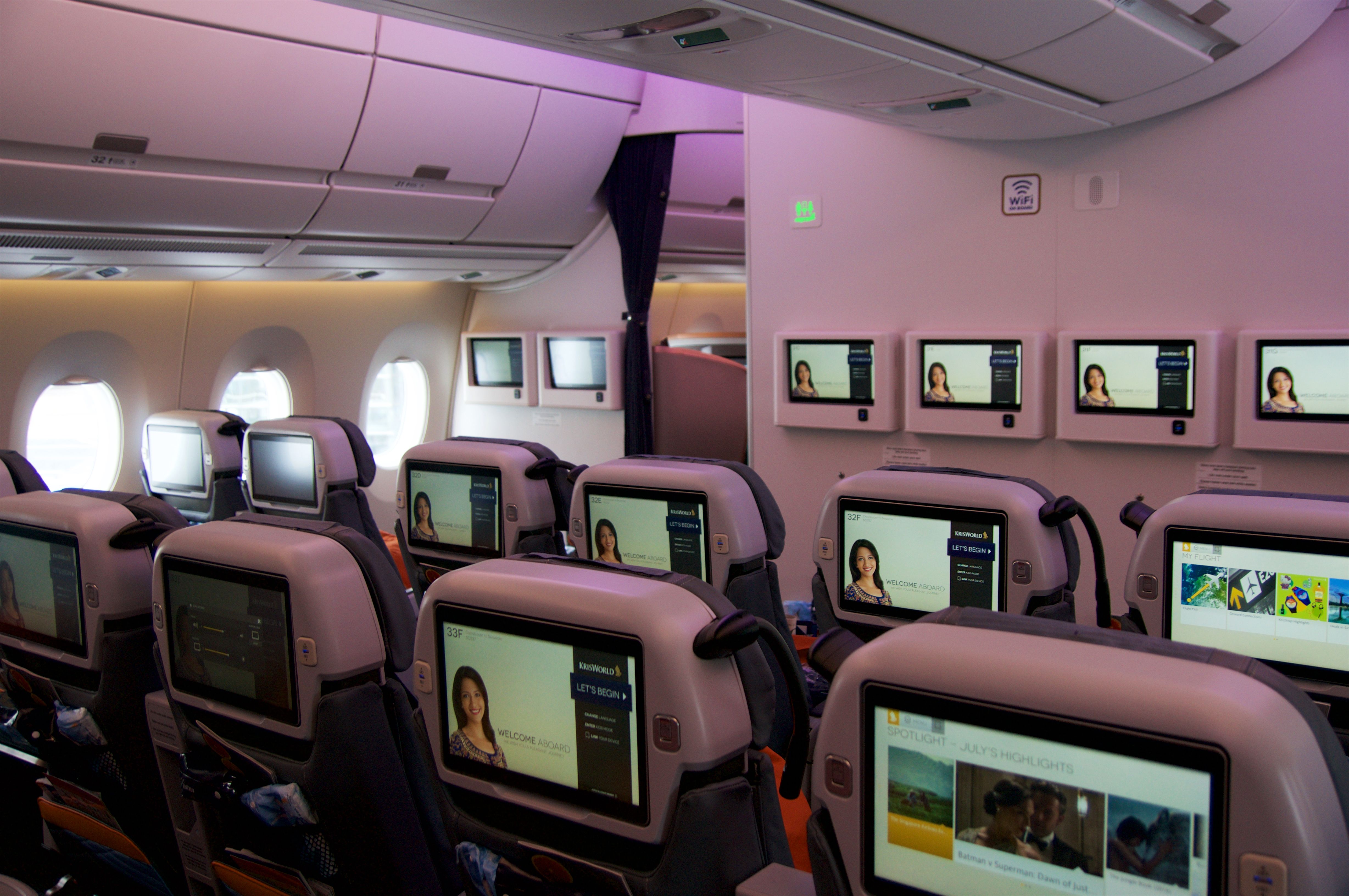 Inside Singapore Airlines' premium economy cabin.