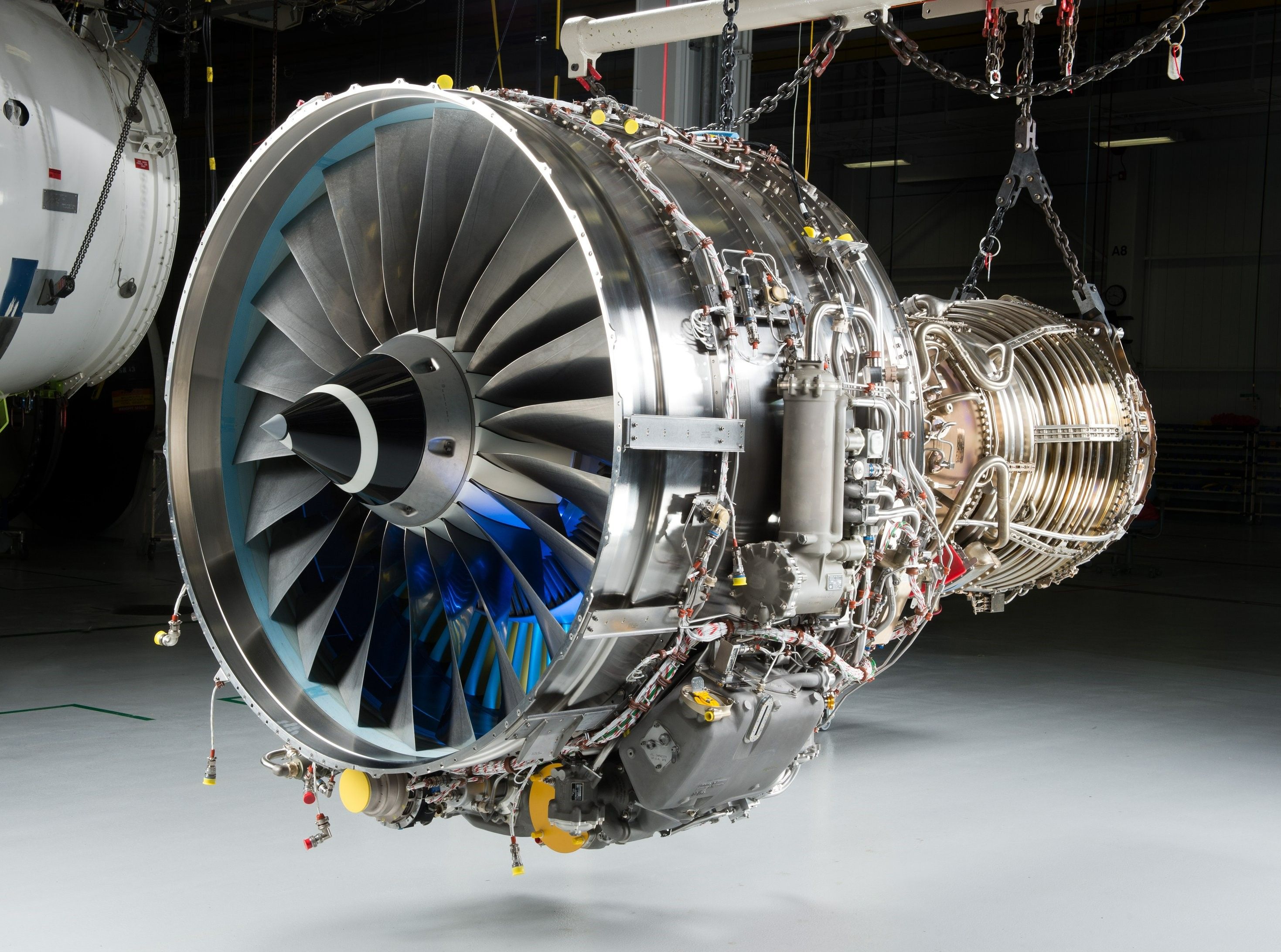 A Pratt & Whitney IAE V2500 Engine With Its Cowlings Off.