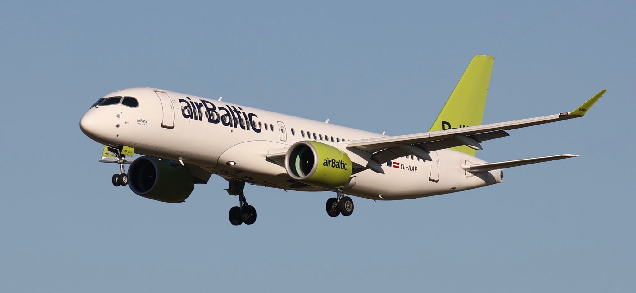YL-AAP - HeliWeb Airbus A220 airBaltic