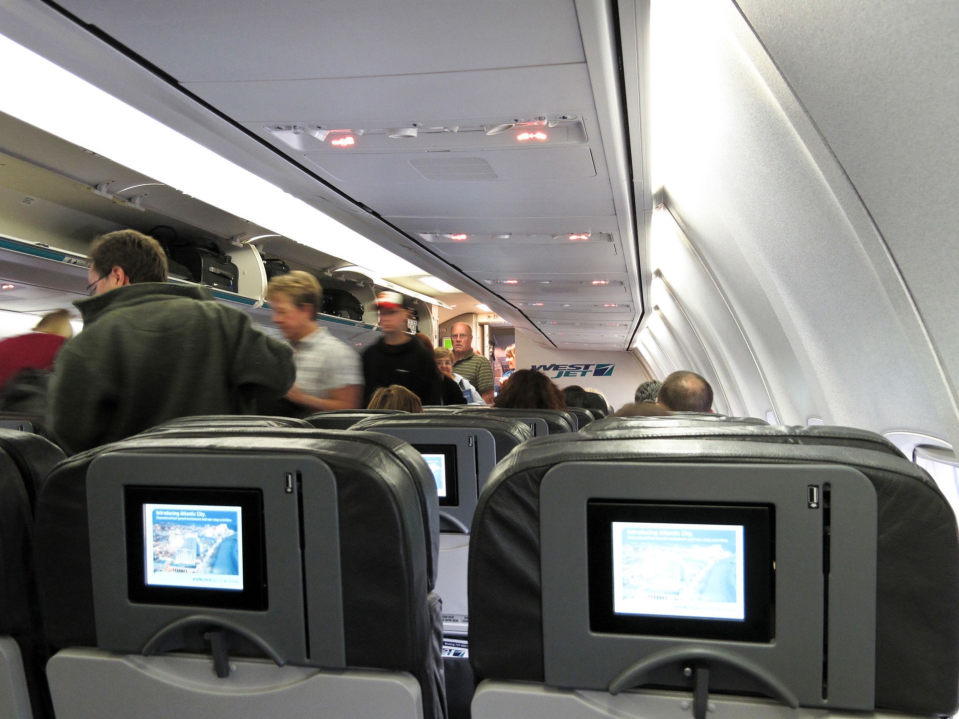 Inside a Westjet Boeing 737 Cabin.