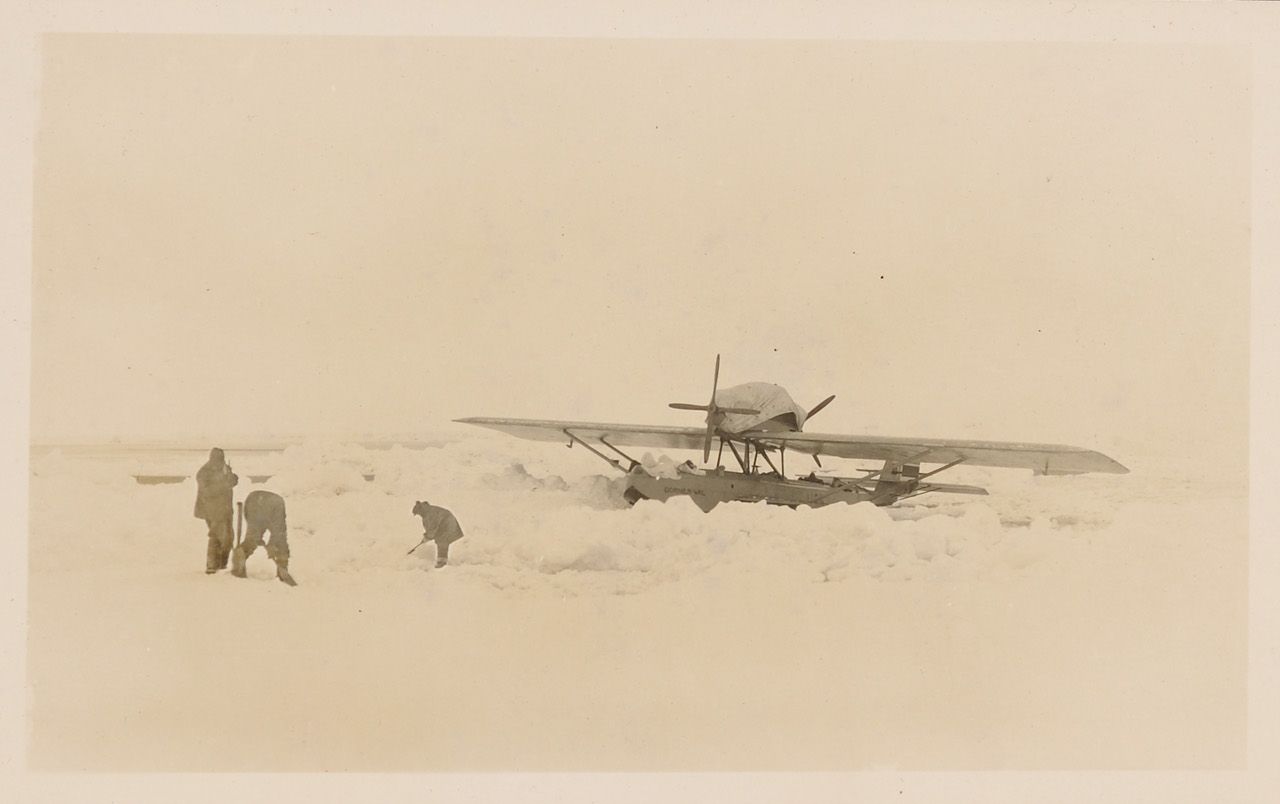 A general aviation aircraft on snow.