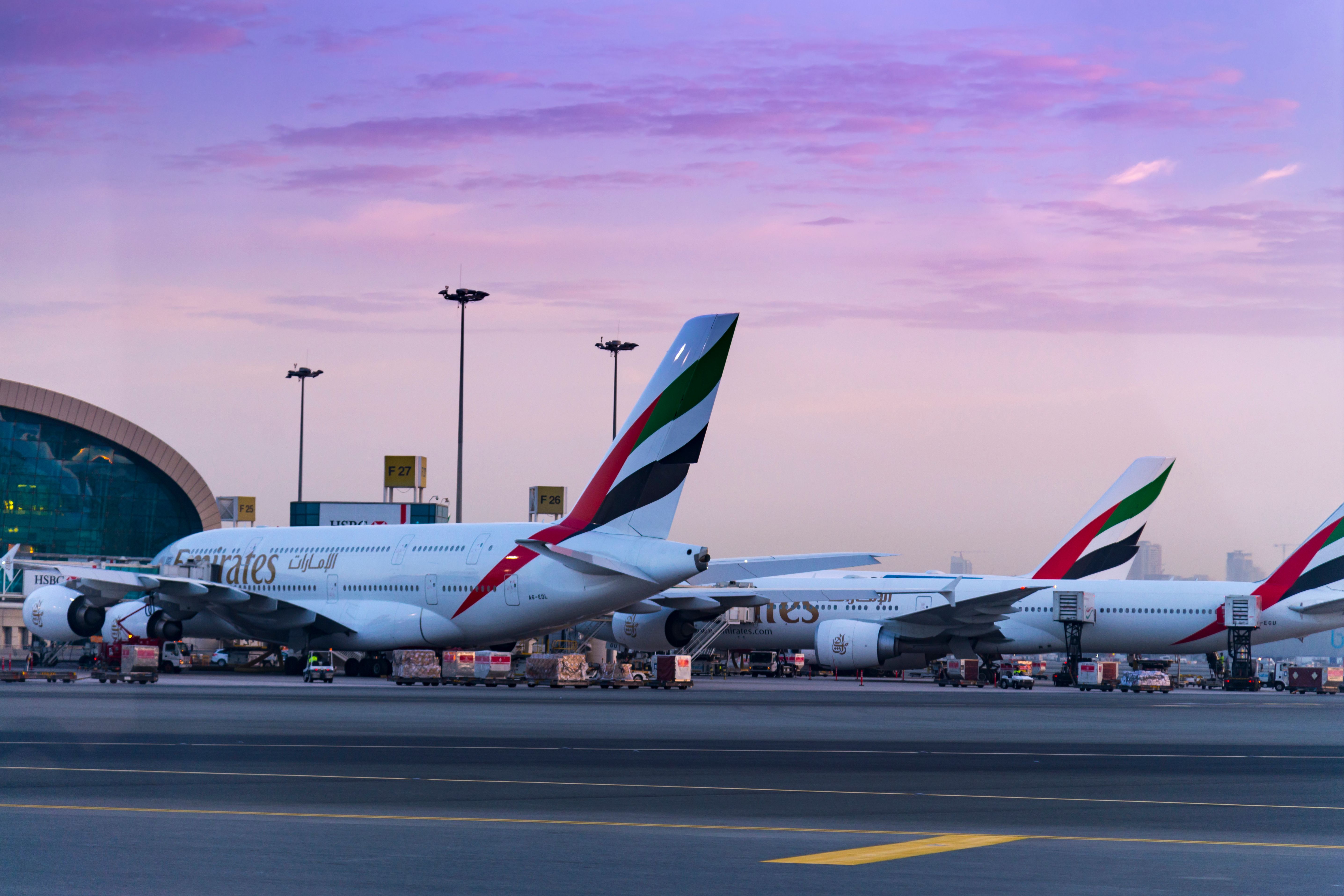A view of Emirates Airlines docked at Terminal Dubai International 