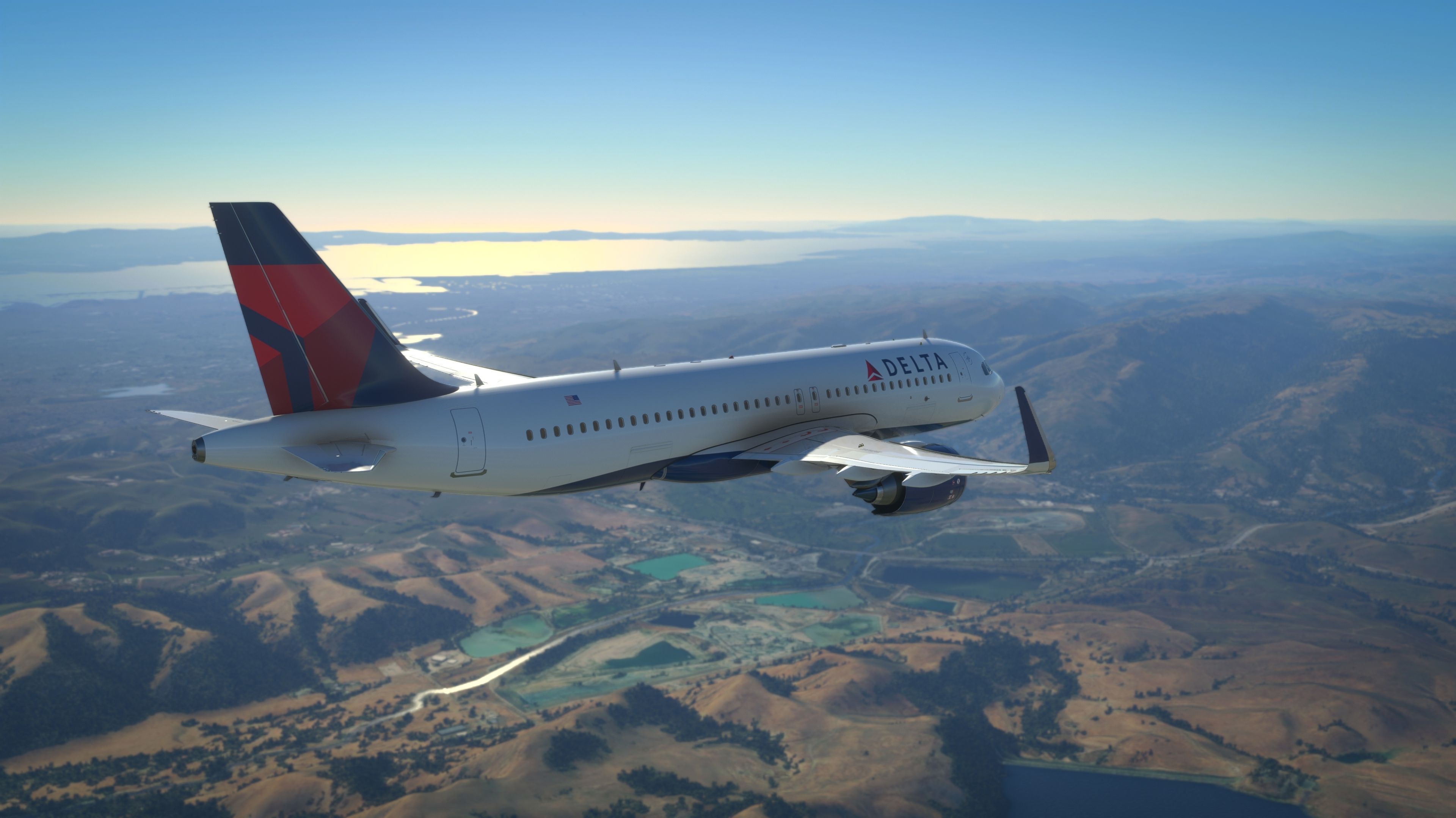 AirBus A320 Delta Airlines flying over San Francisco, 26 Jun, 2022, San Francisco, US