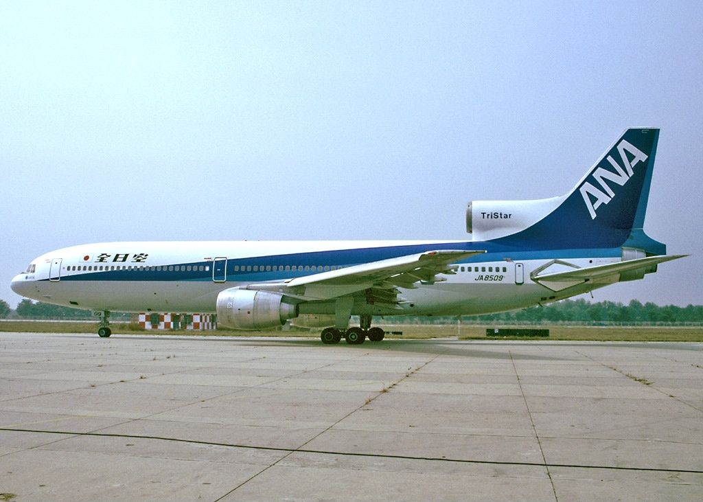 An ANA Lockheed L-1011 TriStar on the taxiway.