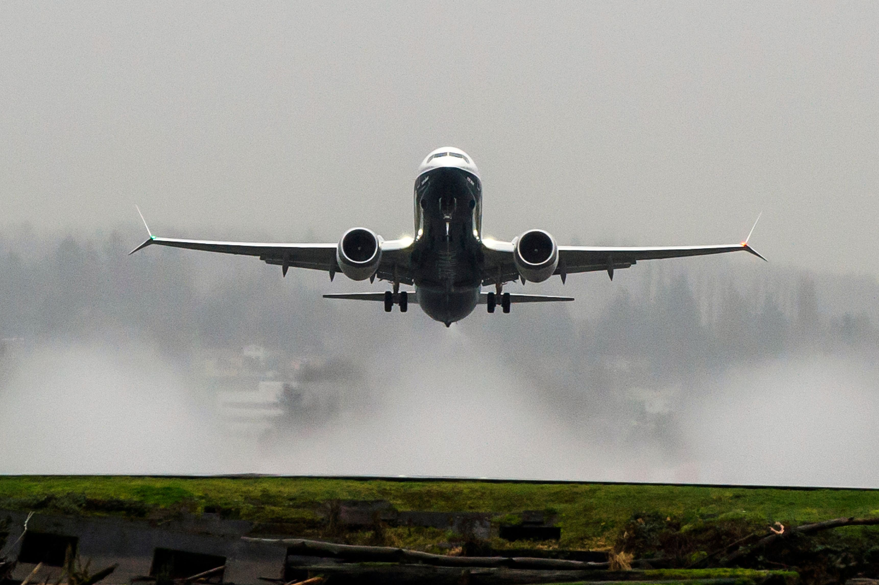A Boeing 737 MAX 8 taking off 