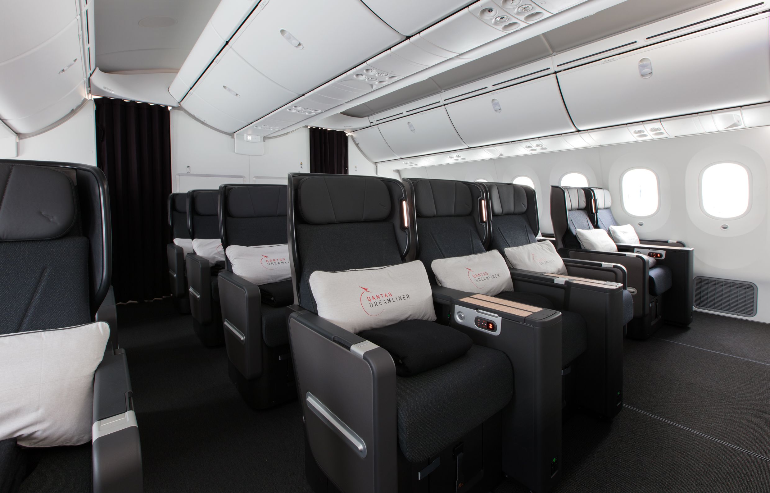 Inside the Qantas premium economy cabin.