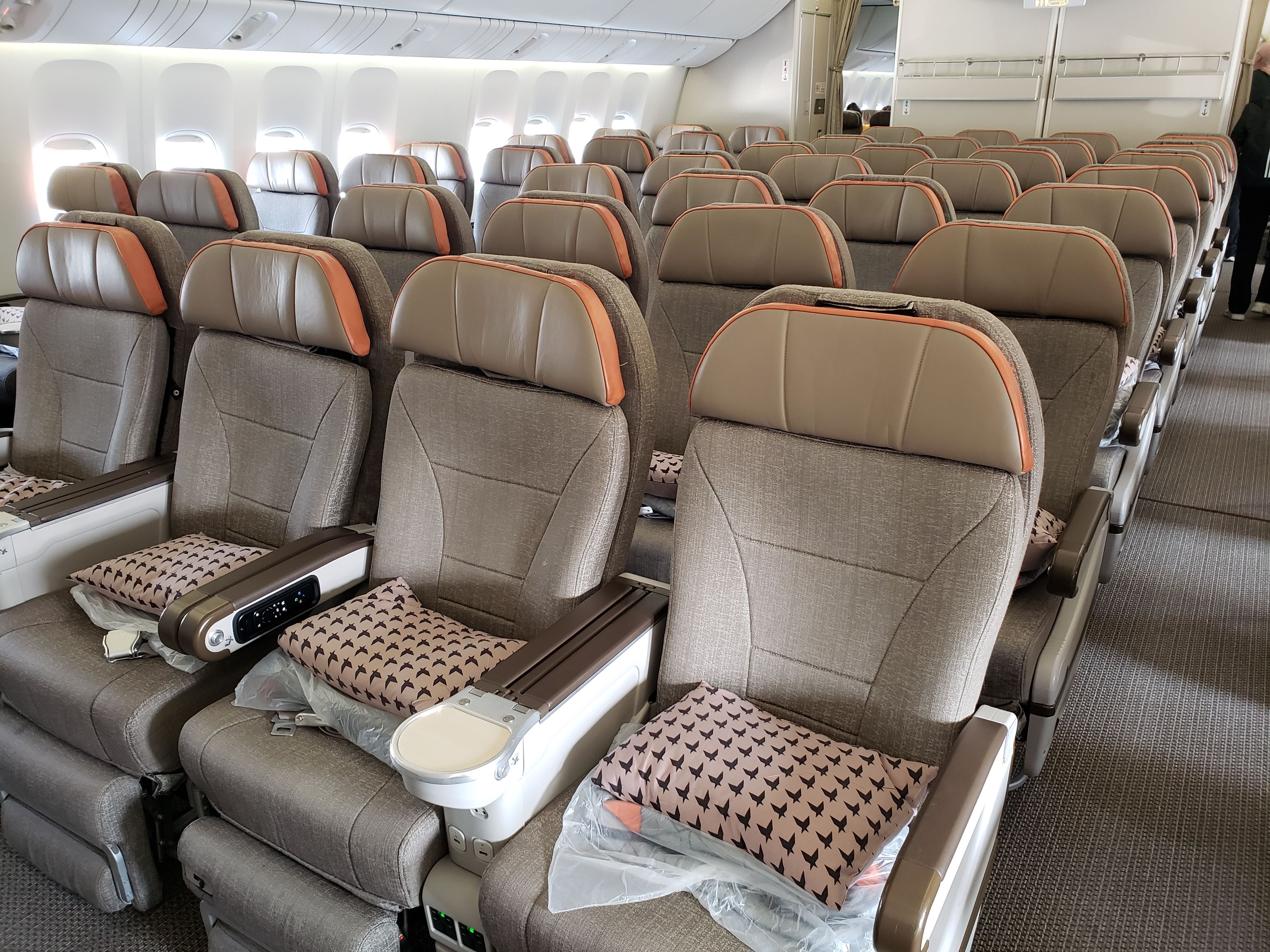 Inside a newer EVA Air premium economy cabin.