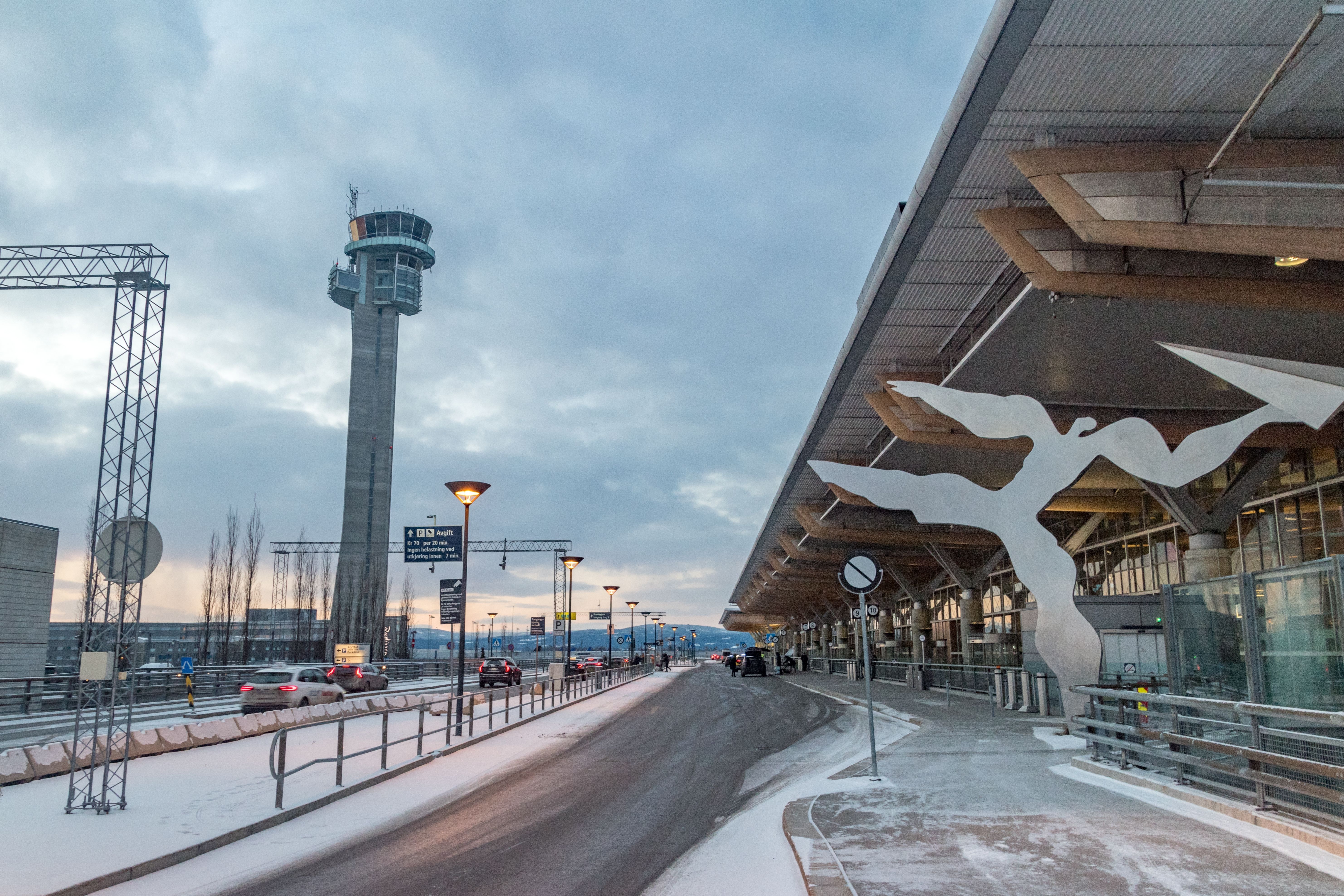 Oslo Gardermoen Airport in the snow