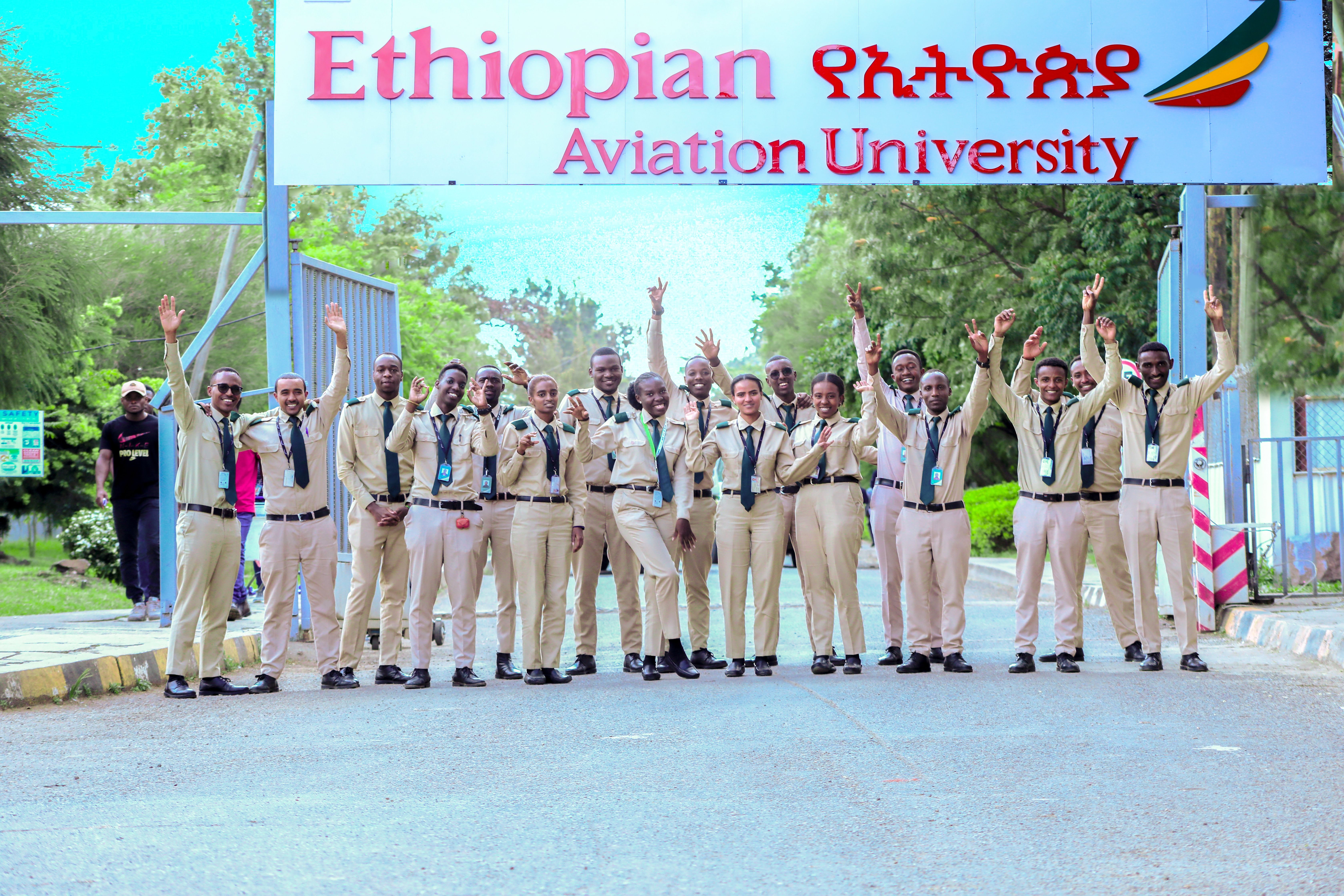 Ethiopian Aviation University students at the gate
