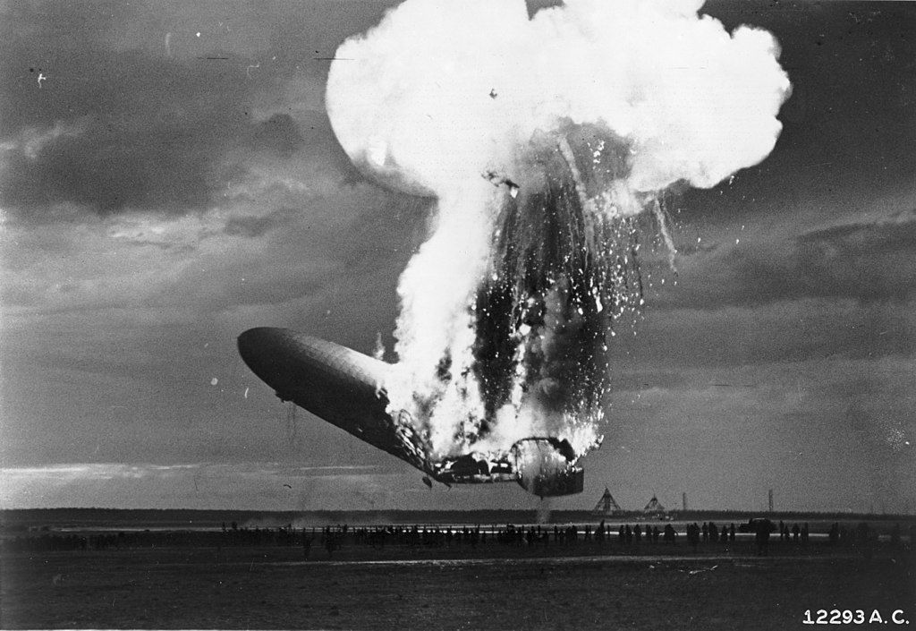 Pictures of the Hindenburg disaster.