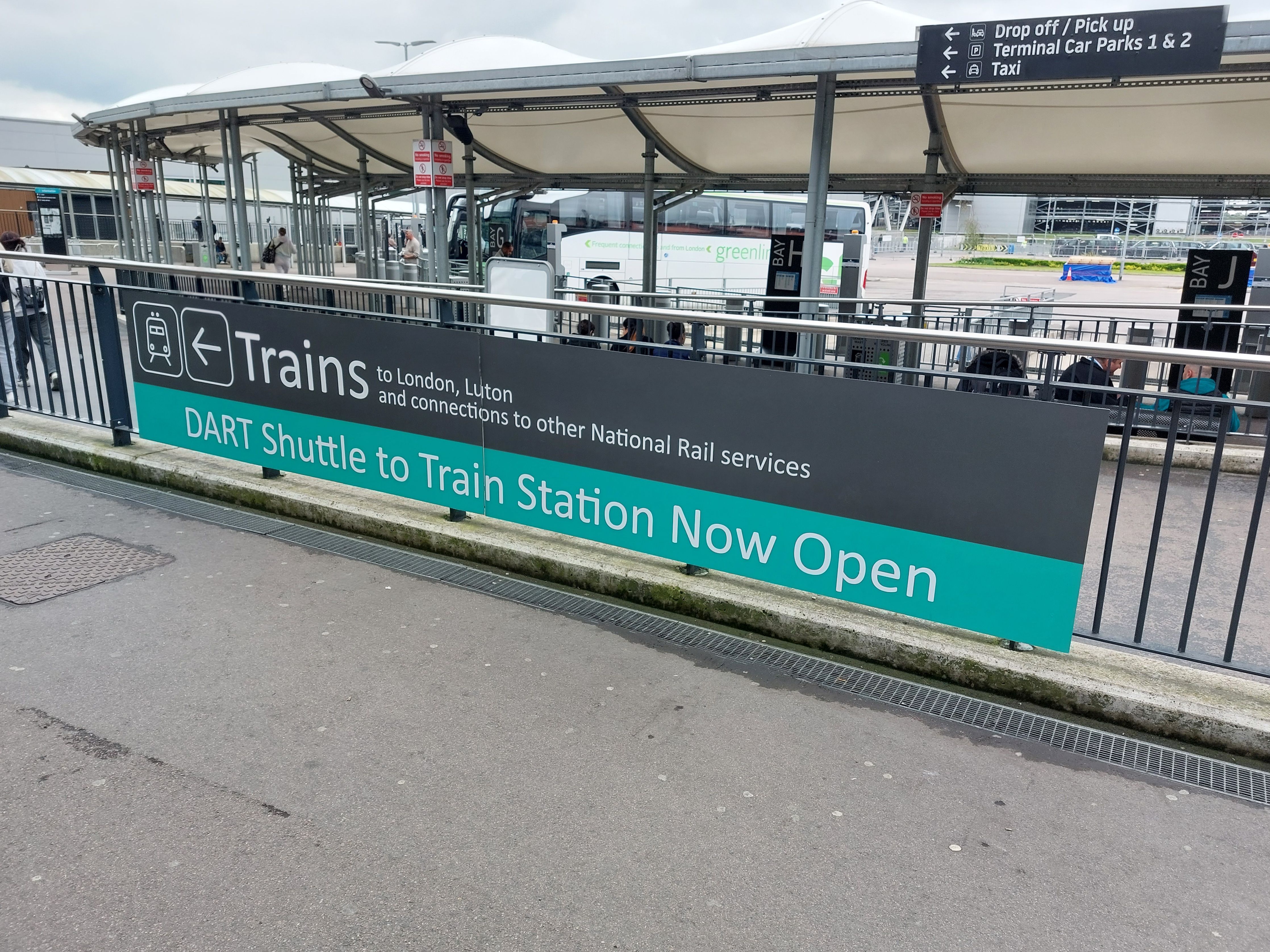 A large London Luton Airport DART Sign.