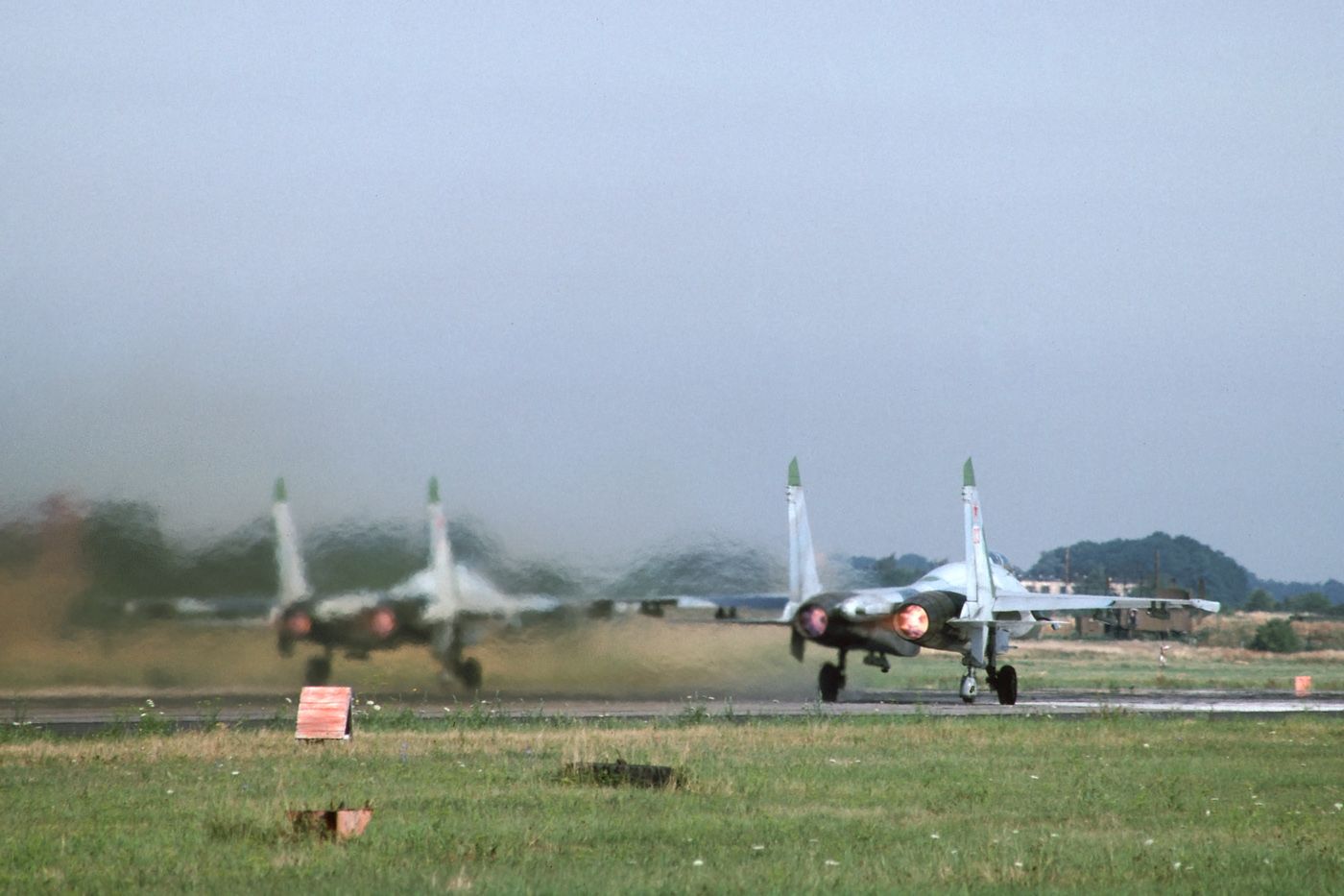 Two Su-27 Flankers ready to take off.