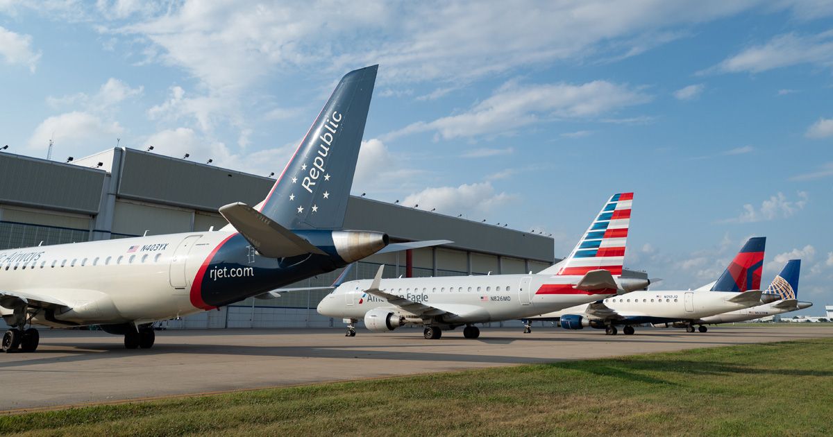Republic Airways Embraer E175 tails. 