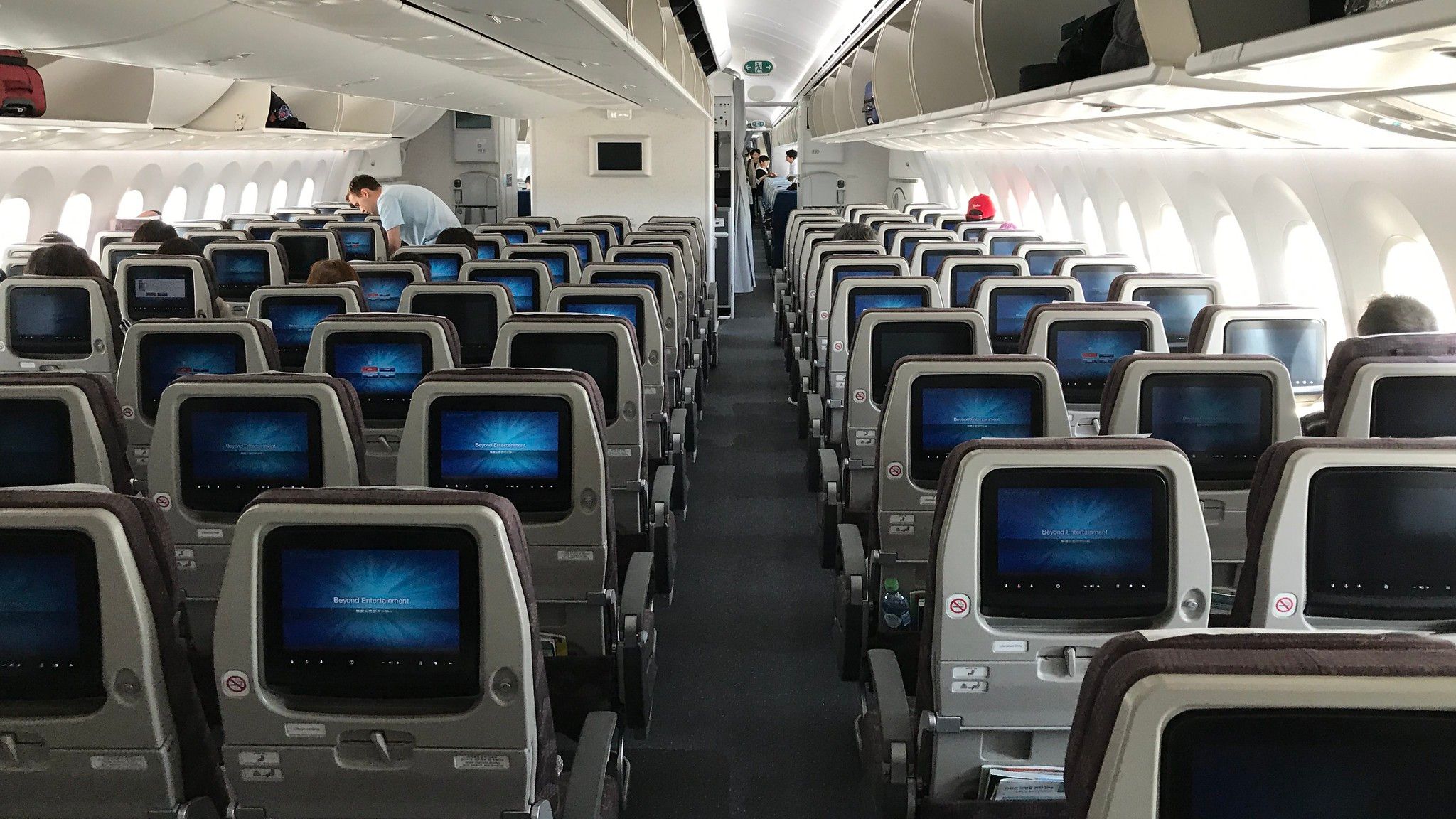 Inside the Korean Air Boeing 787-9 economy class cabin.
